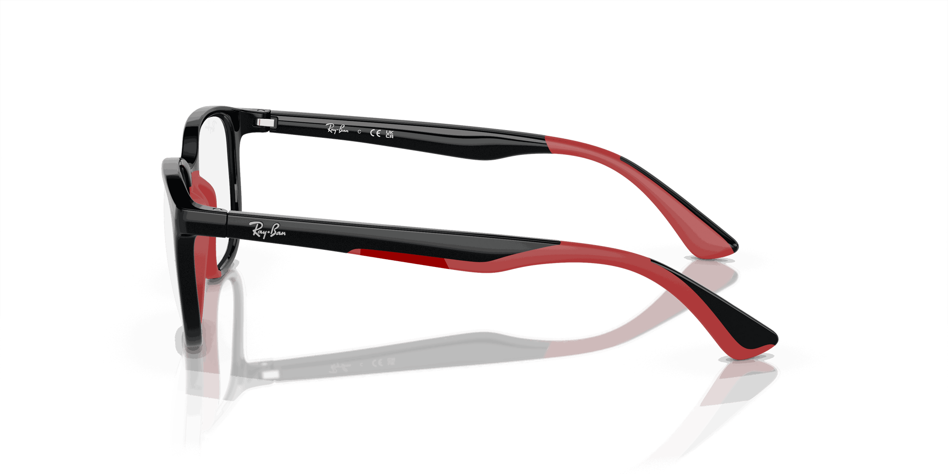 [Clear Lenses, Polished Black On Red Frame]