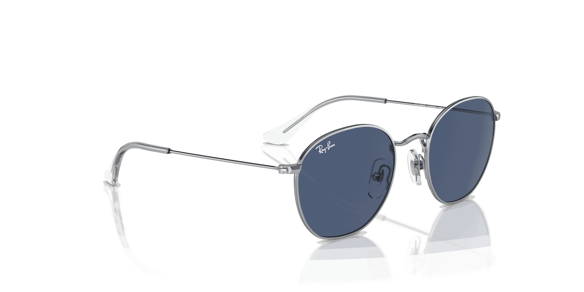 [Dark Blue Lenses, Polished Silver Frame]