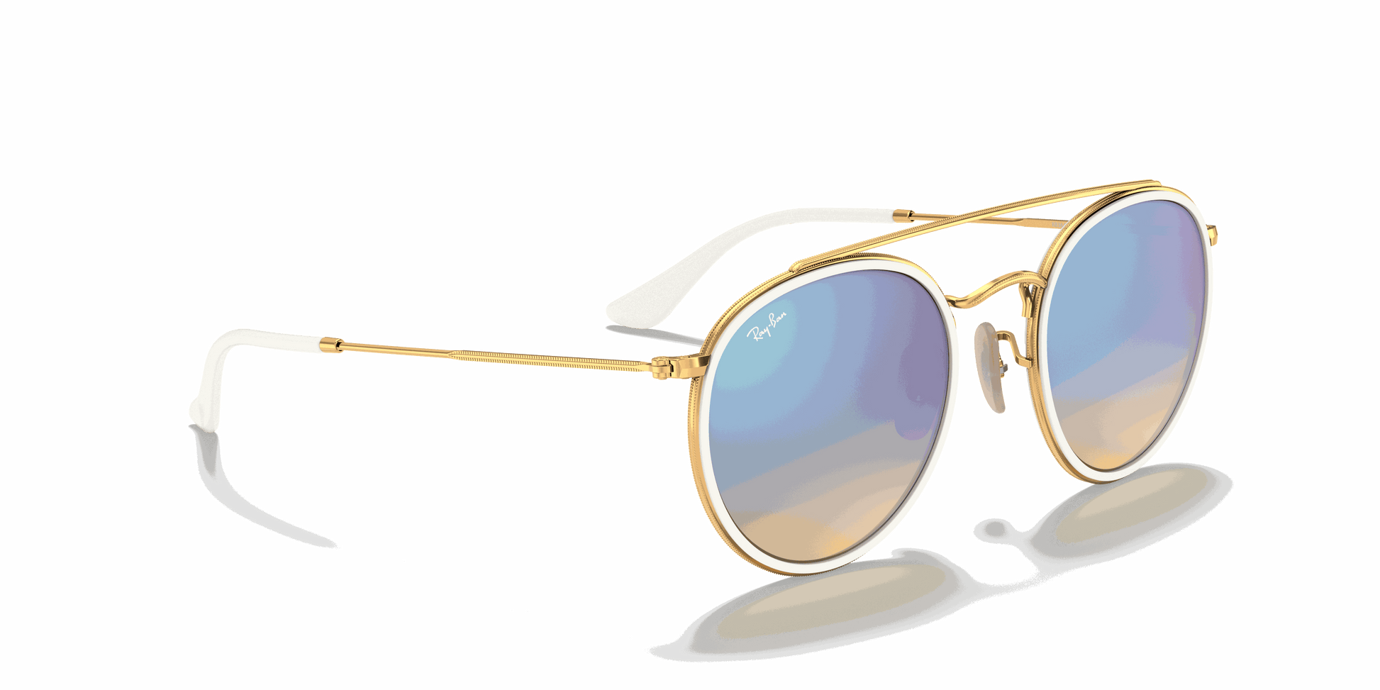 [Blue Flash Lenses, Polished Arista Gold Frame]