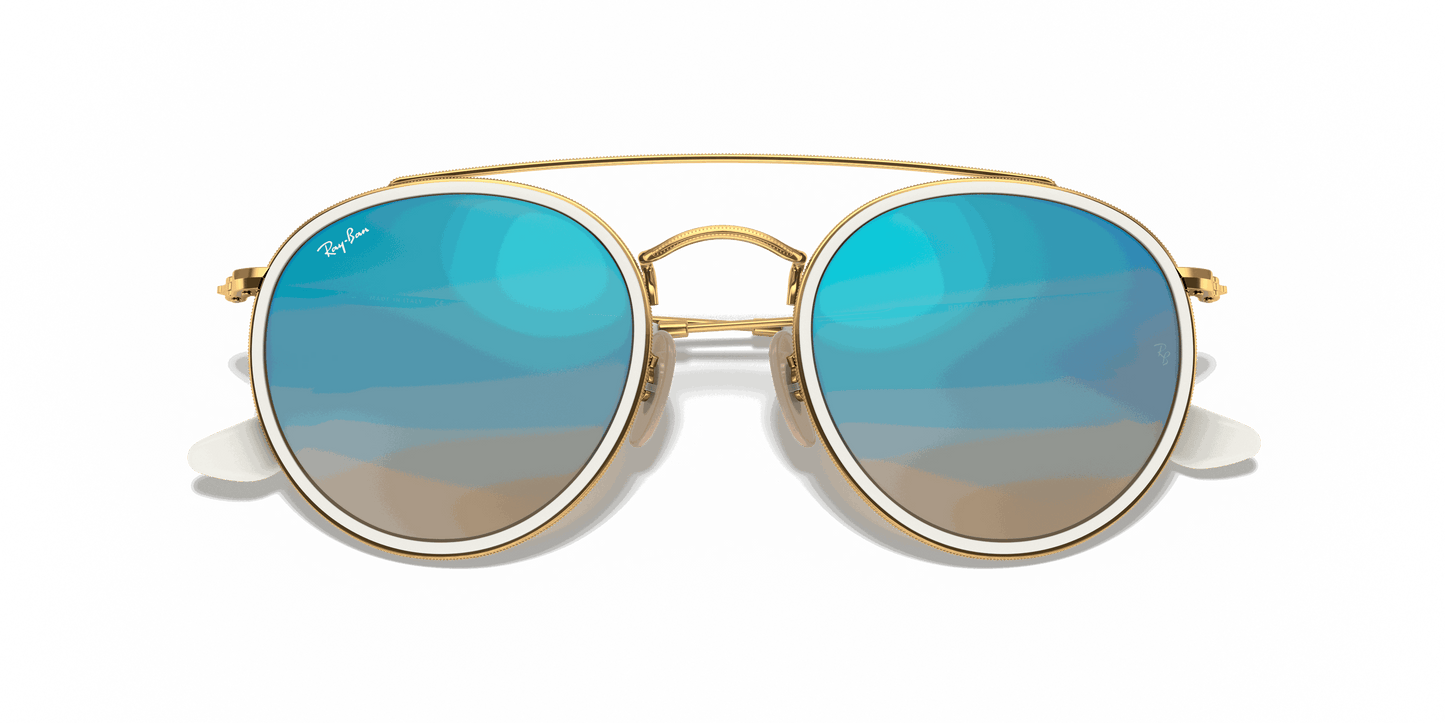 [Blue Flash Lenses, Polished Arista Gold Frame]