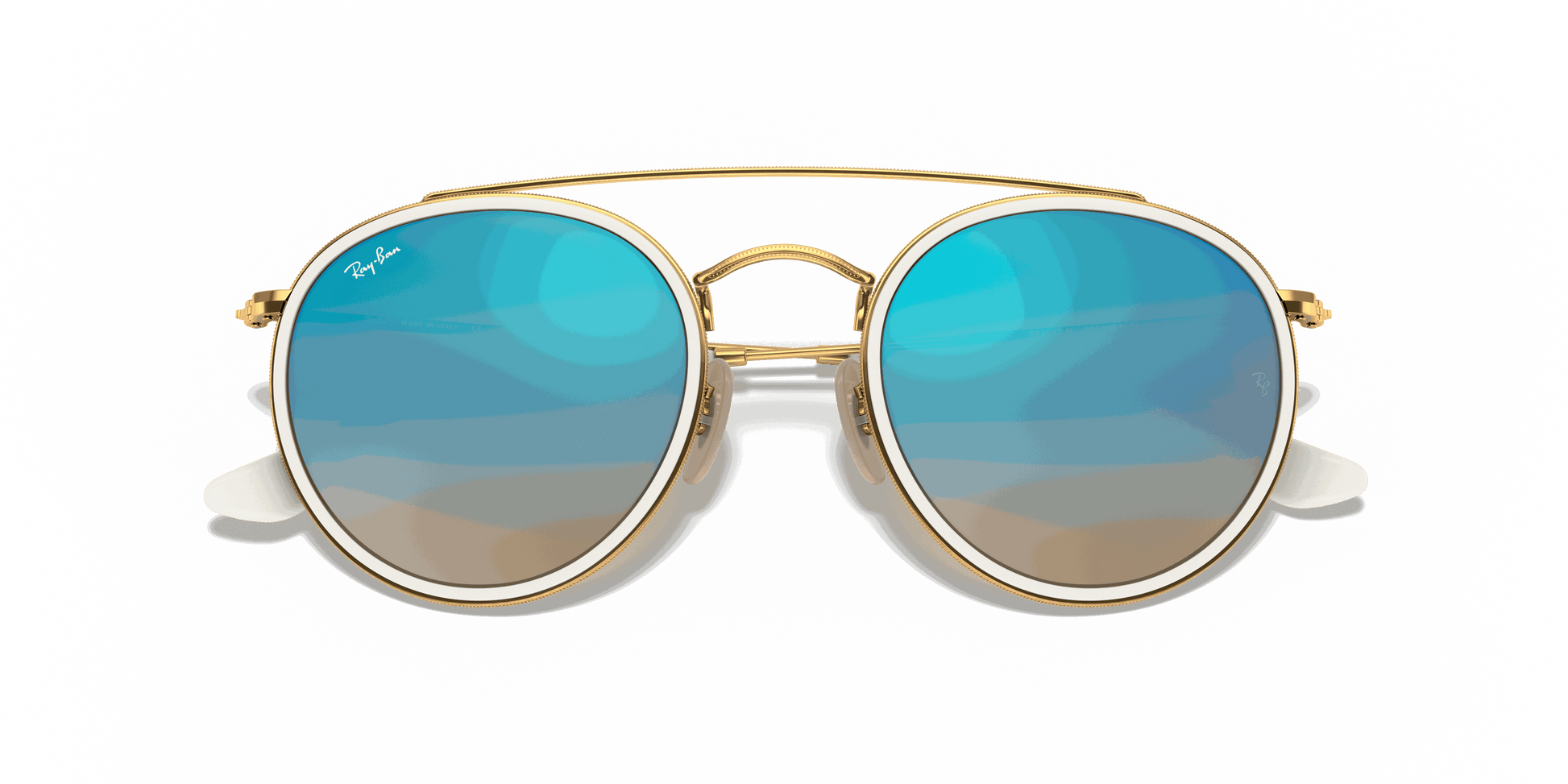 [Blue Flash Lenses, Polished Arista Gold Frame]