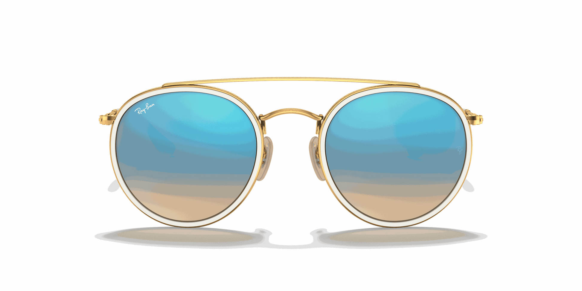 [Blue Flash Lenses, Polished Arista Gold Frame]