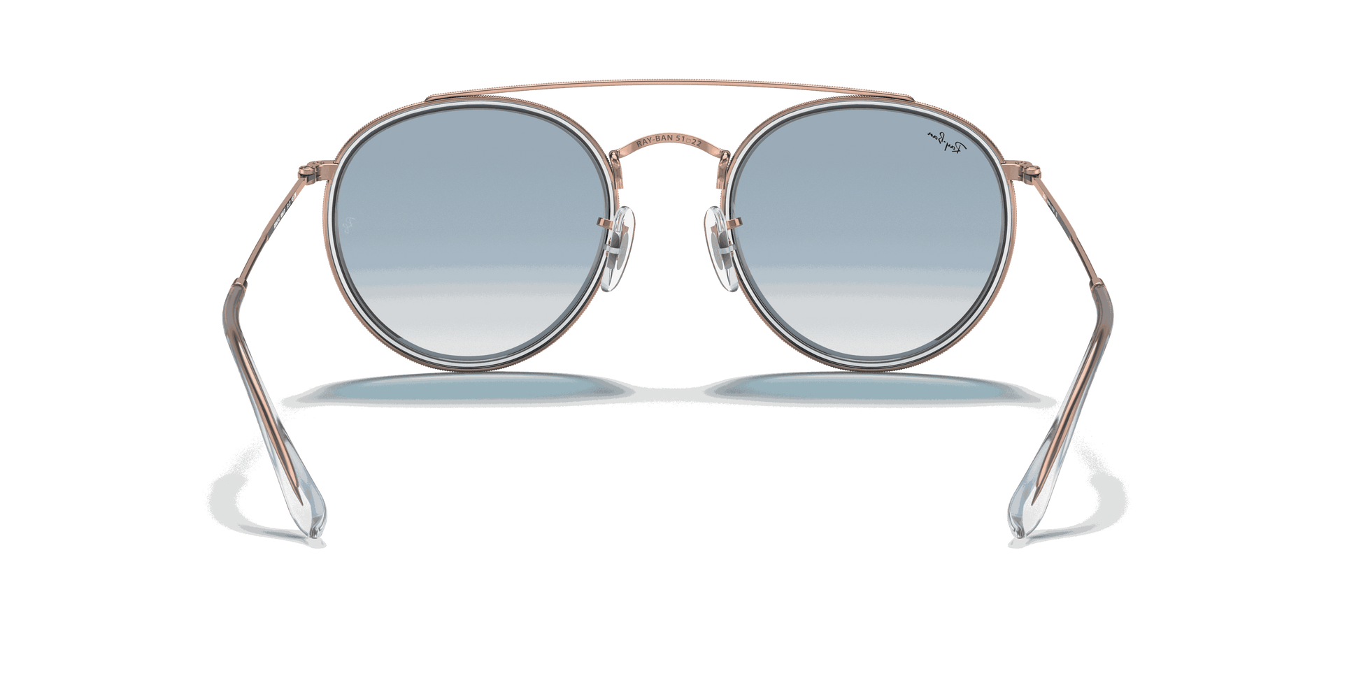 [Light Blue Gradient Lenses, Polished Copper Frame]