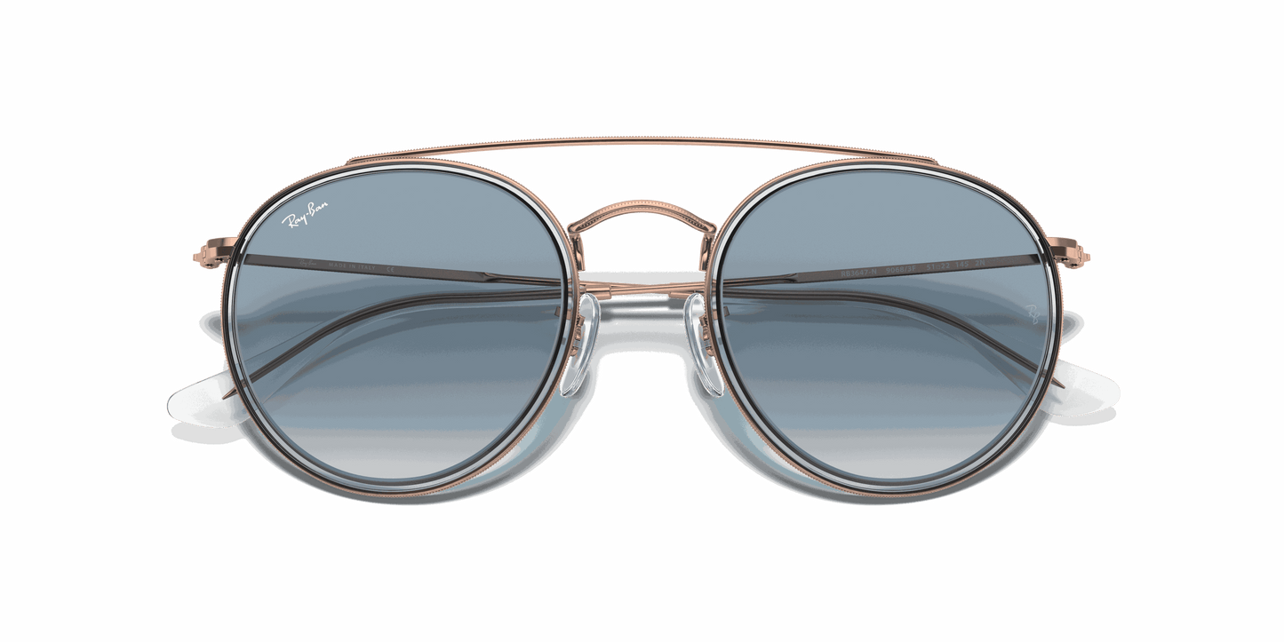 [Light Blue Gradient Lenses, Polished Copper Frame]