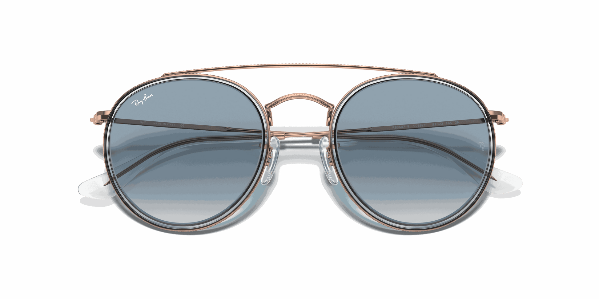 [Light Blue Gradient Lenses, Polished Copper Frame]