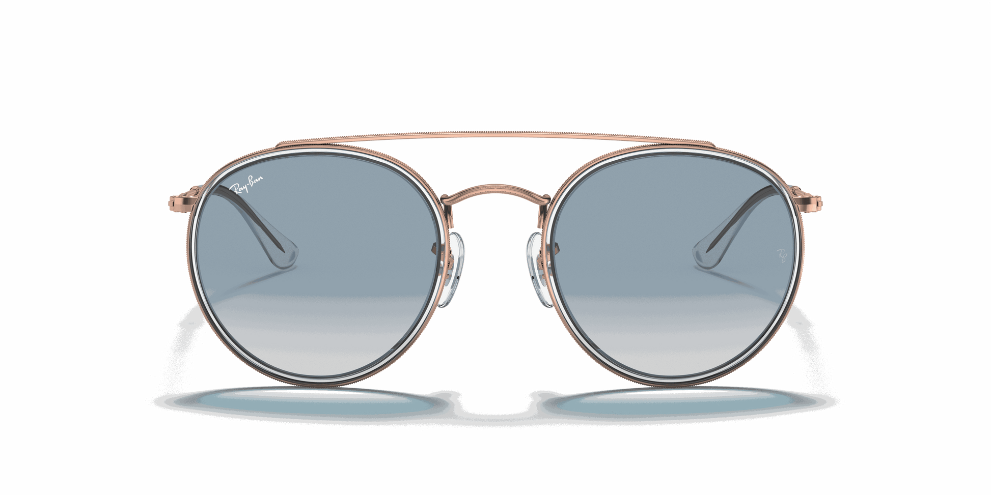 [Light Blue Gradient Lenses, Polished Copper Frame]