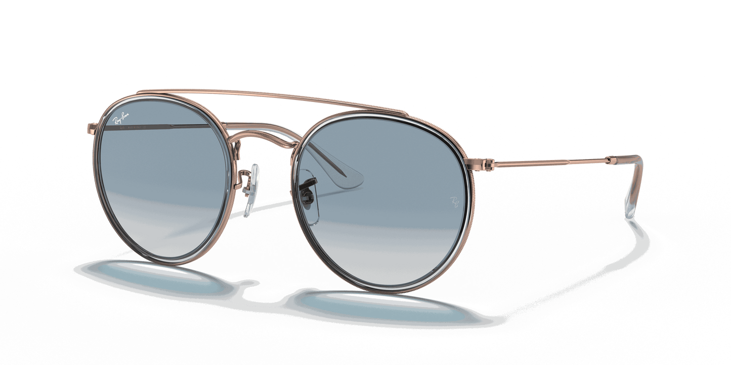 [Light Blue Gradient Lenses, Polished Copper Frame]
