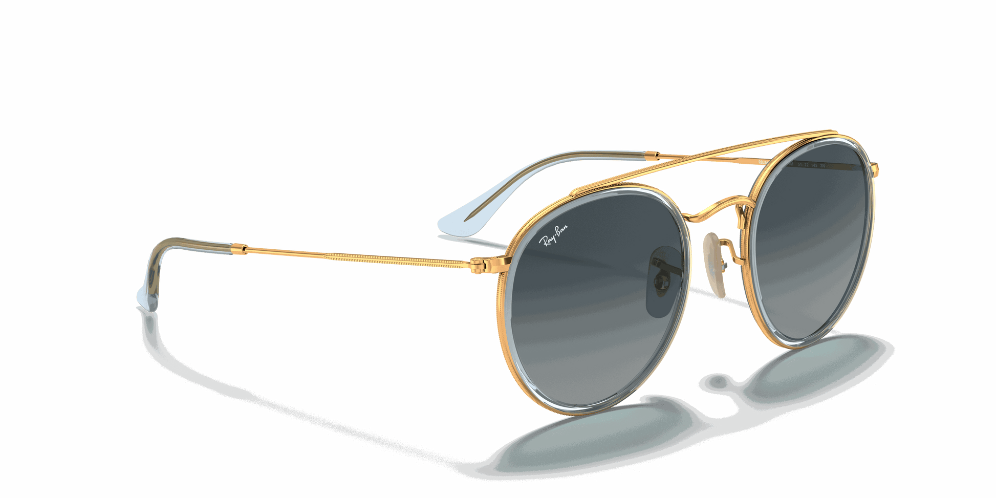 [Blue Gradient Lenses, Polished Arista Gold Frame]