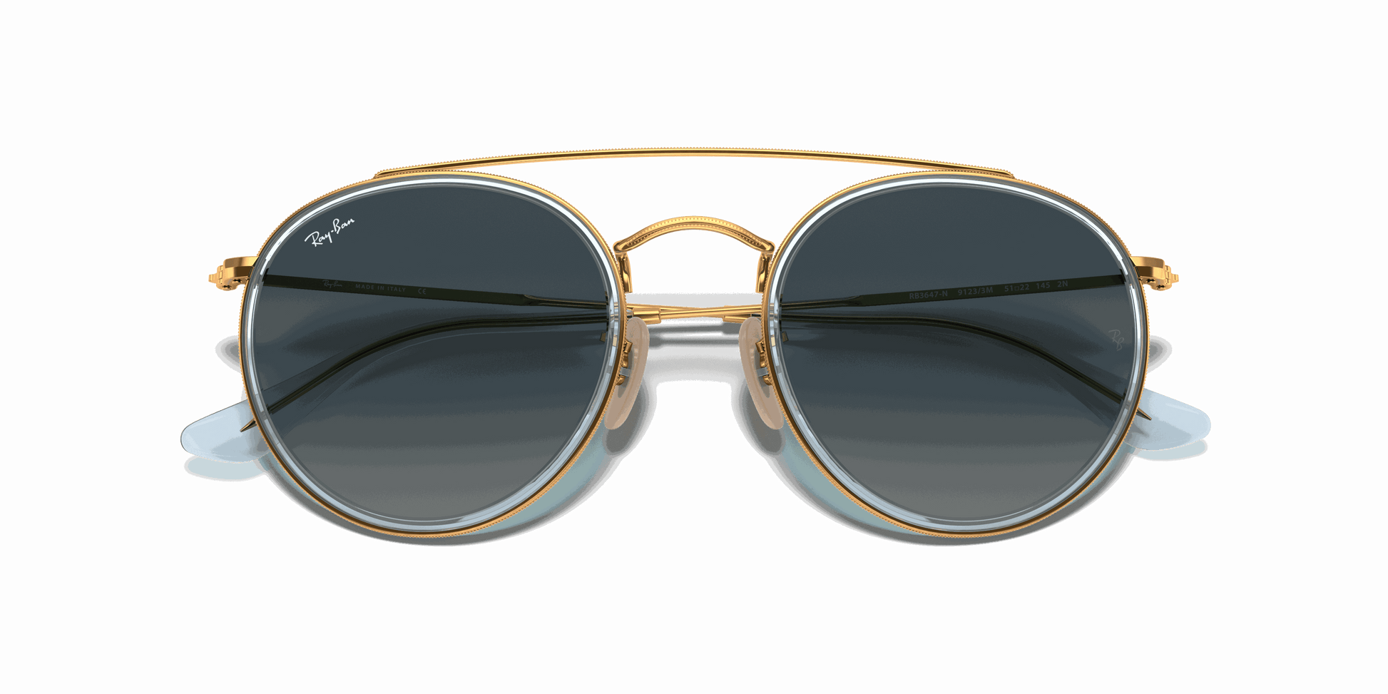 [Blue Gradient Lenses, Polished Arista Gold Frame]