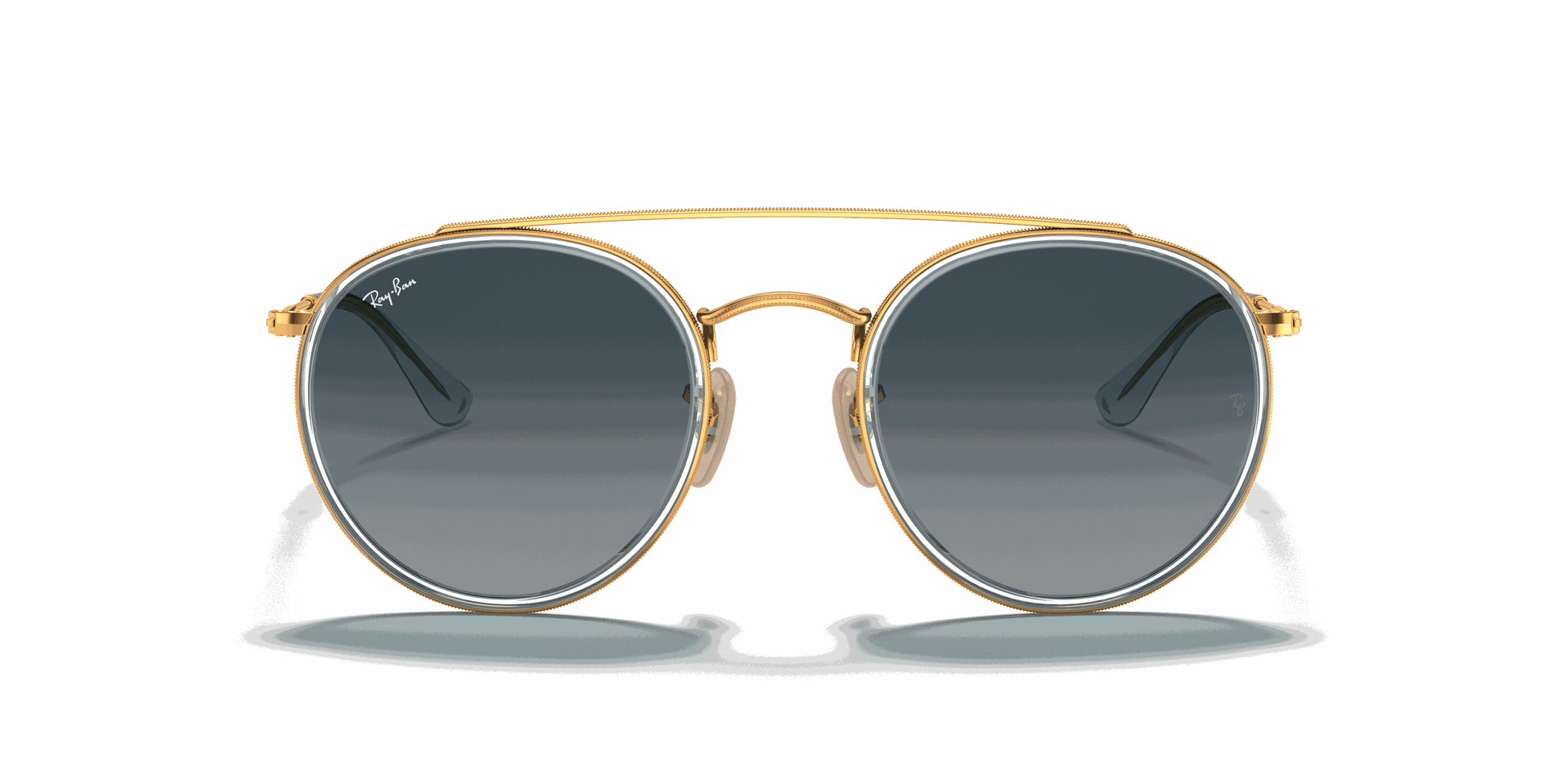 [Blue Gradient Lenses, Polished Arista Gold Frame]
