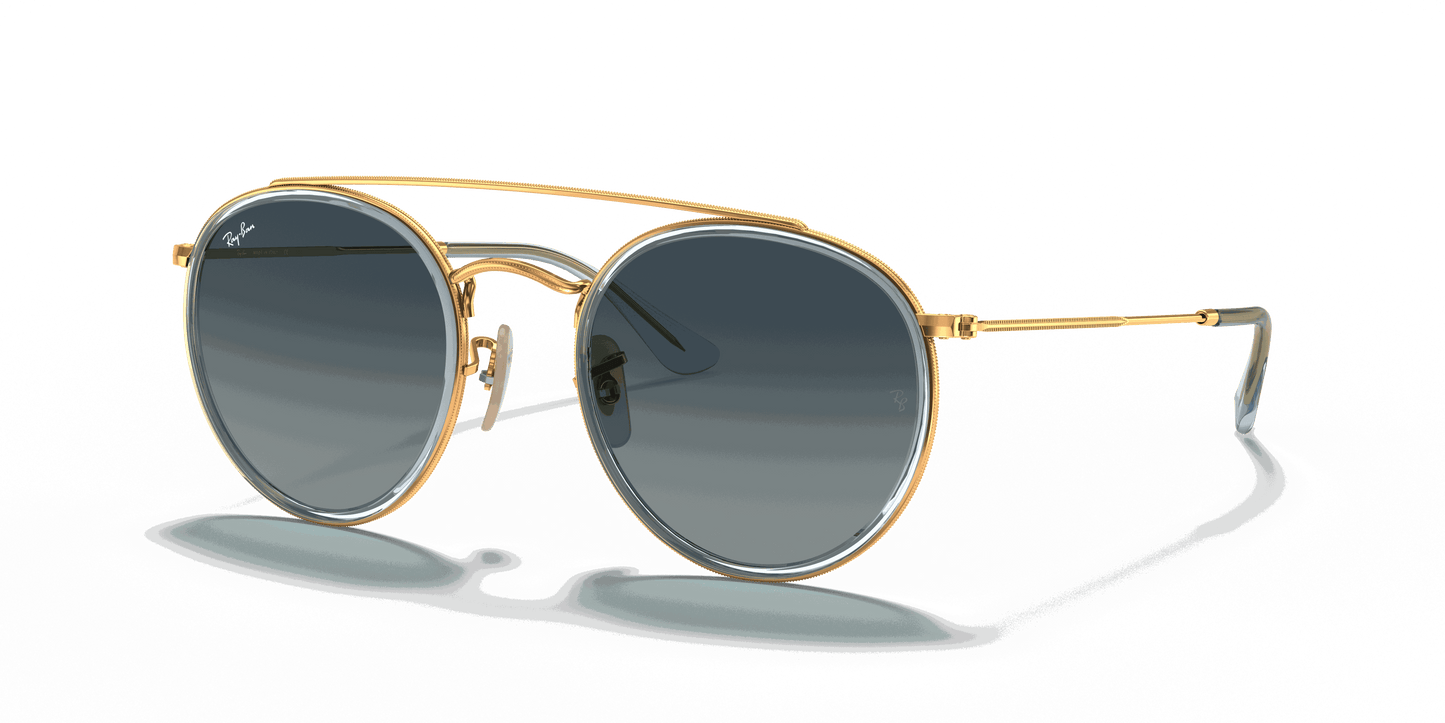 [Blue Gradient Lenses, Polished Arista Gold Frame]
