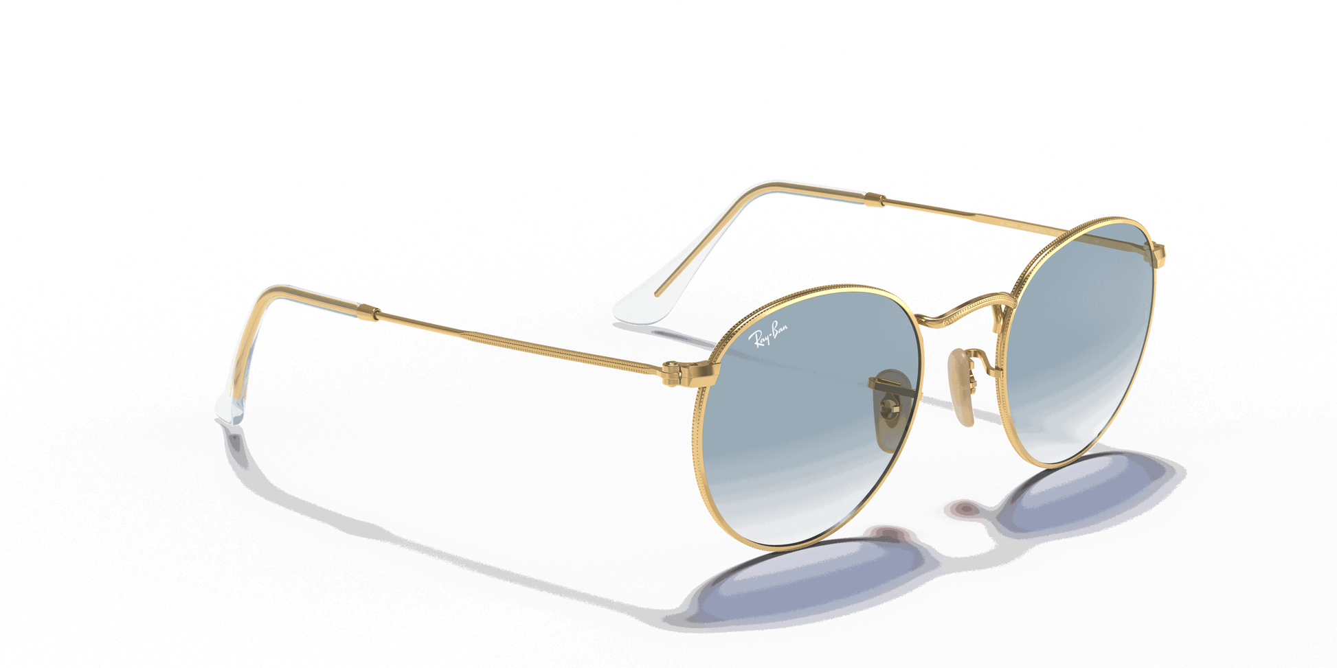[Light Blue Gradient Lenses, Polished Arista Gold Frame]