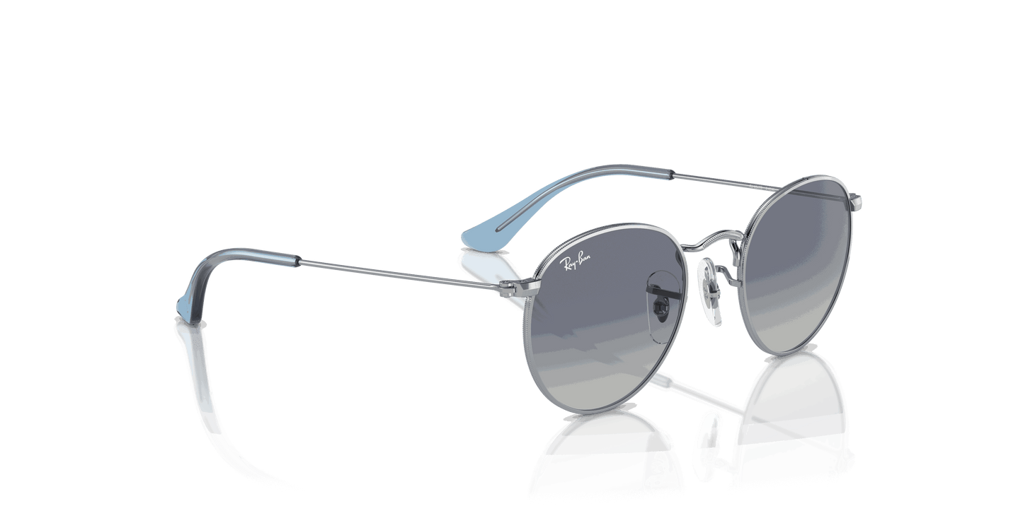 [Grey & Blue Lenses, Polished Silver Frame]