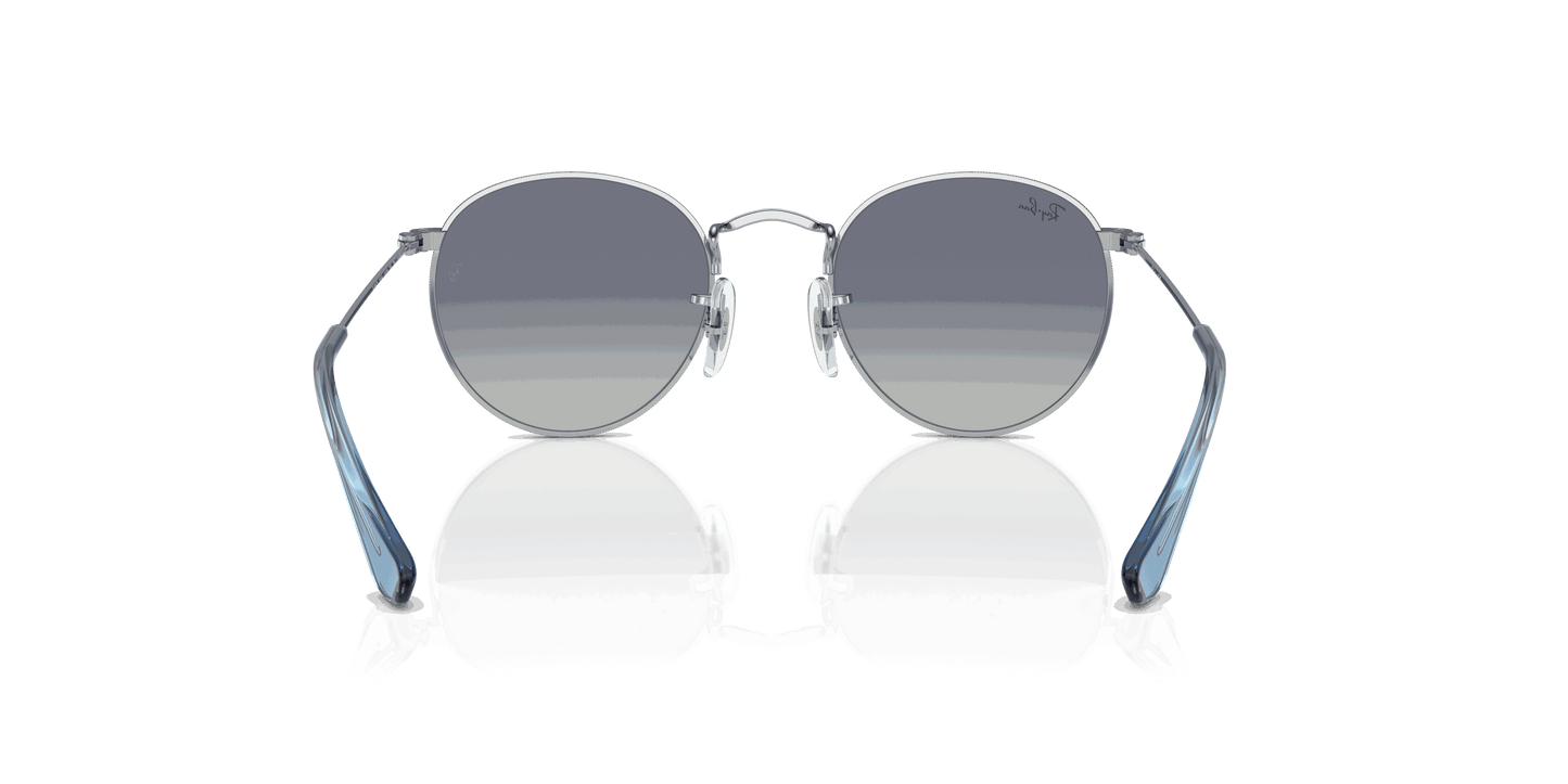 [Grey & Blue Lenses, Polished Silver Frame]