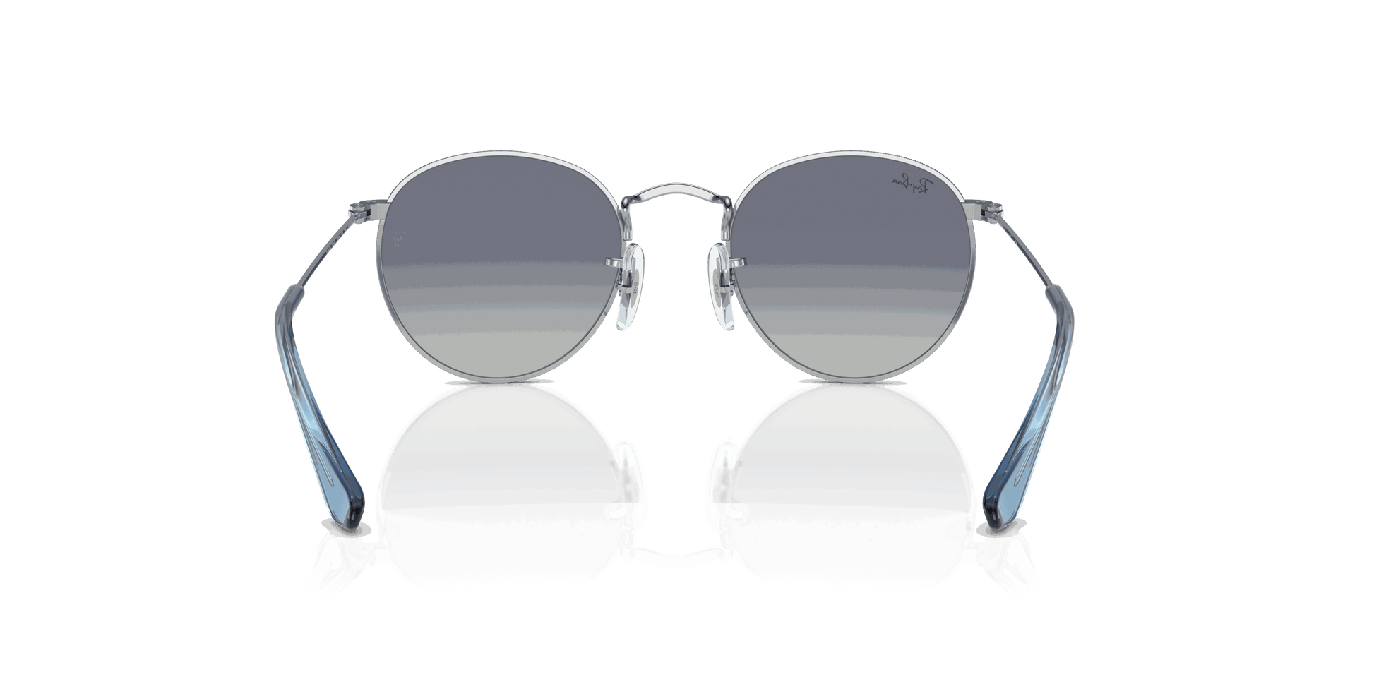 [Grey & Blue Lenses, Polished Silver Frame]