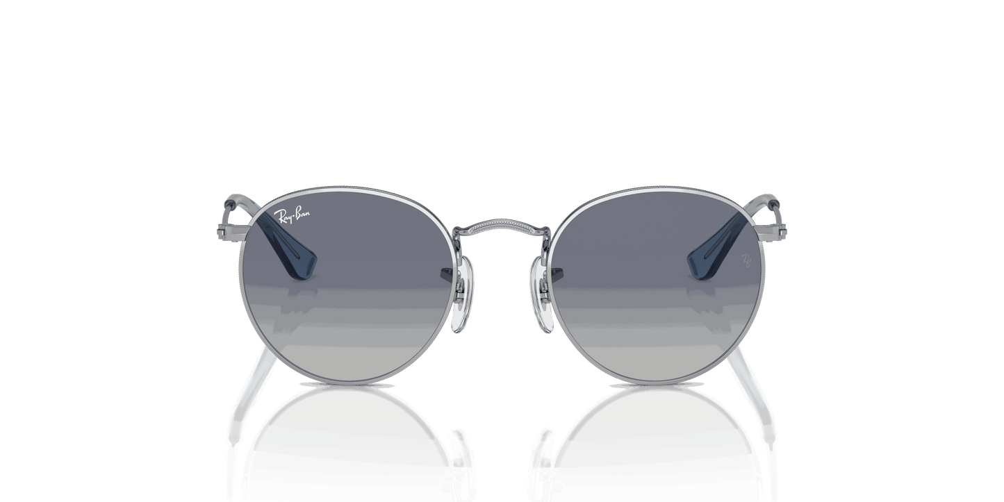 [Grey & Blue Lenses, Polished Silver Frame]
