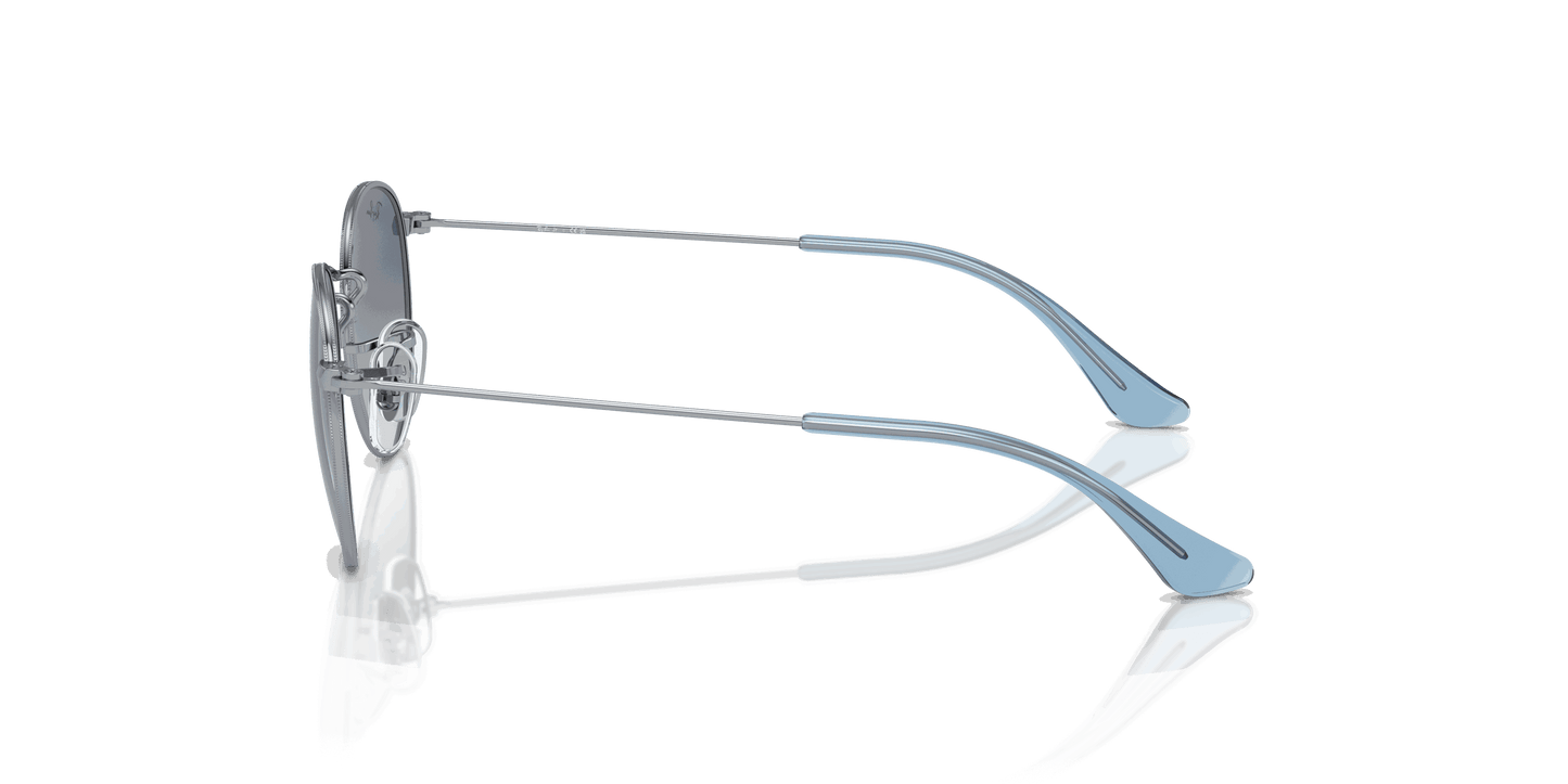 [Grey & Blue Lenses, Polished Silver Frame]