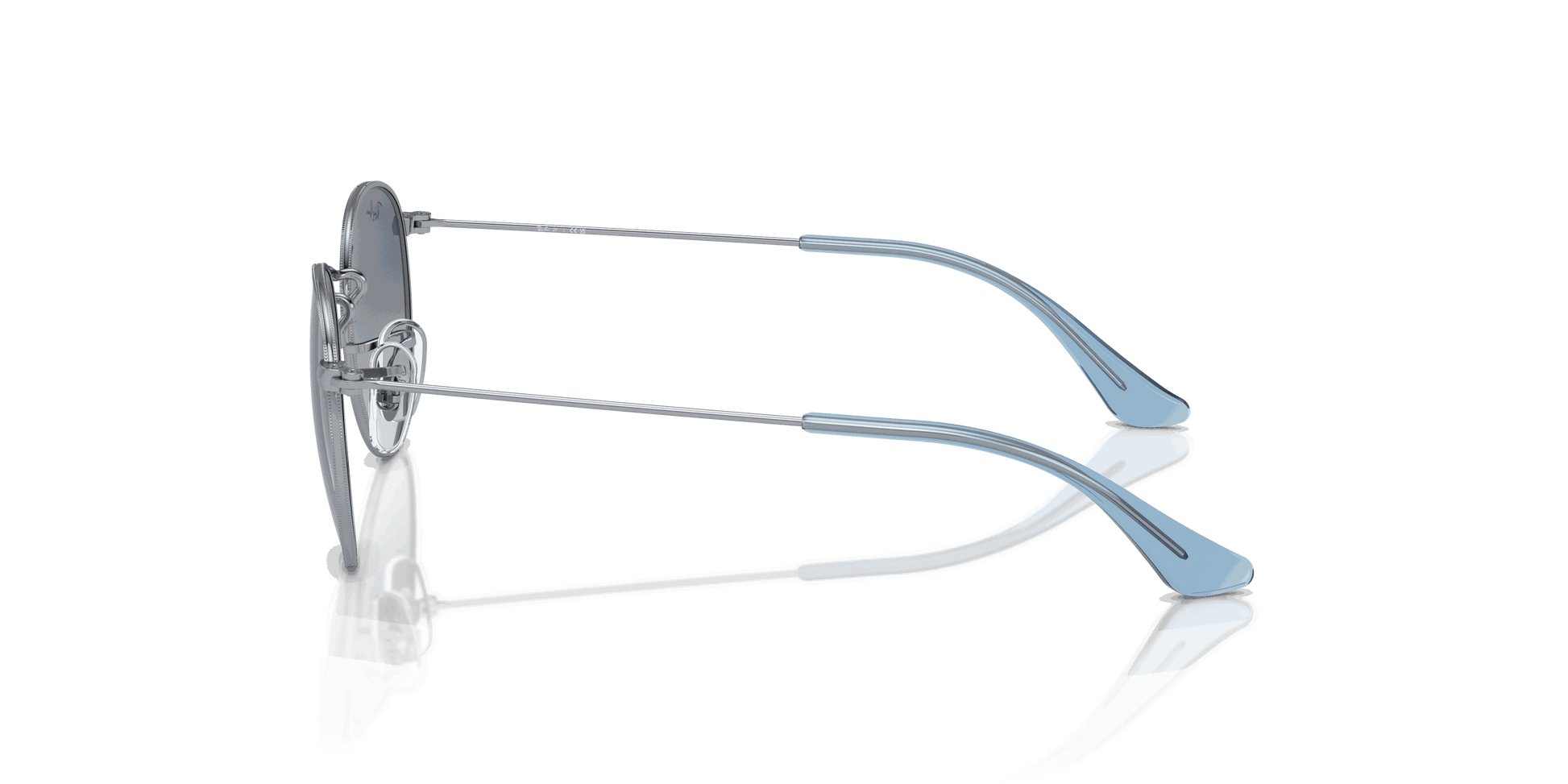 [Grey & Blue Lenses, Polished Silver Frame]