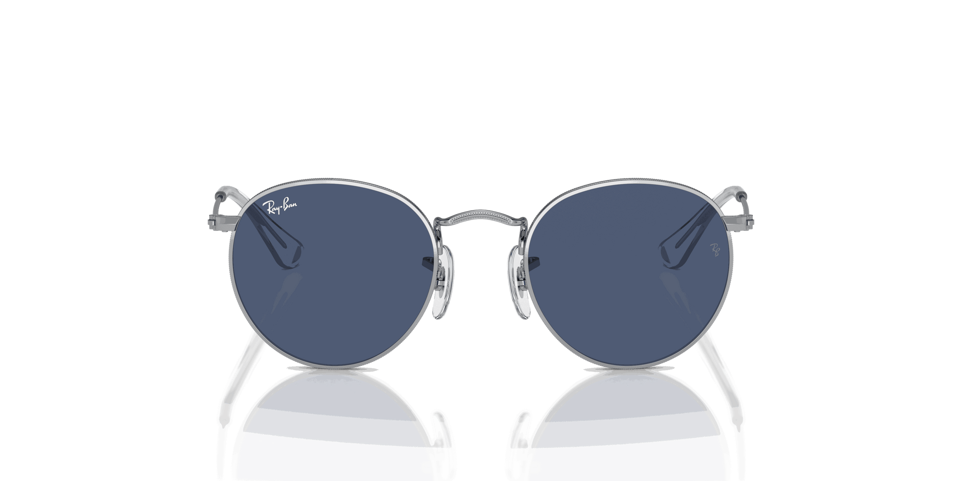[Dark Blue Lenses, Polished Silver Frame]
