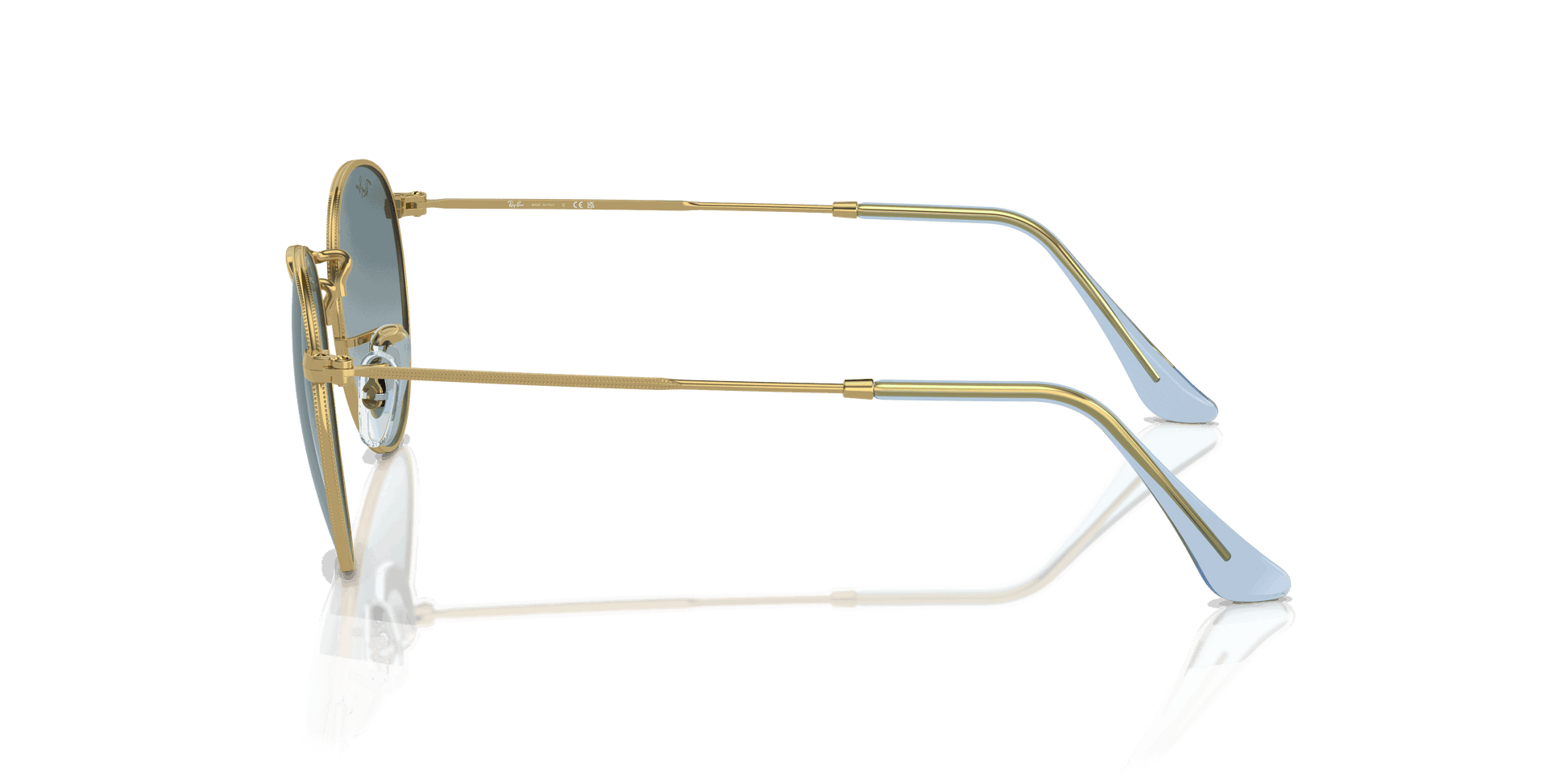 [Blue Lenses, Polished Gold Frame]