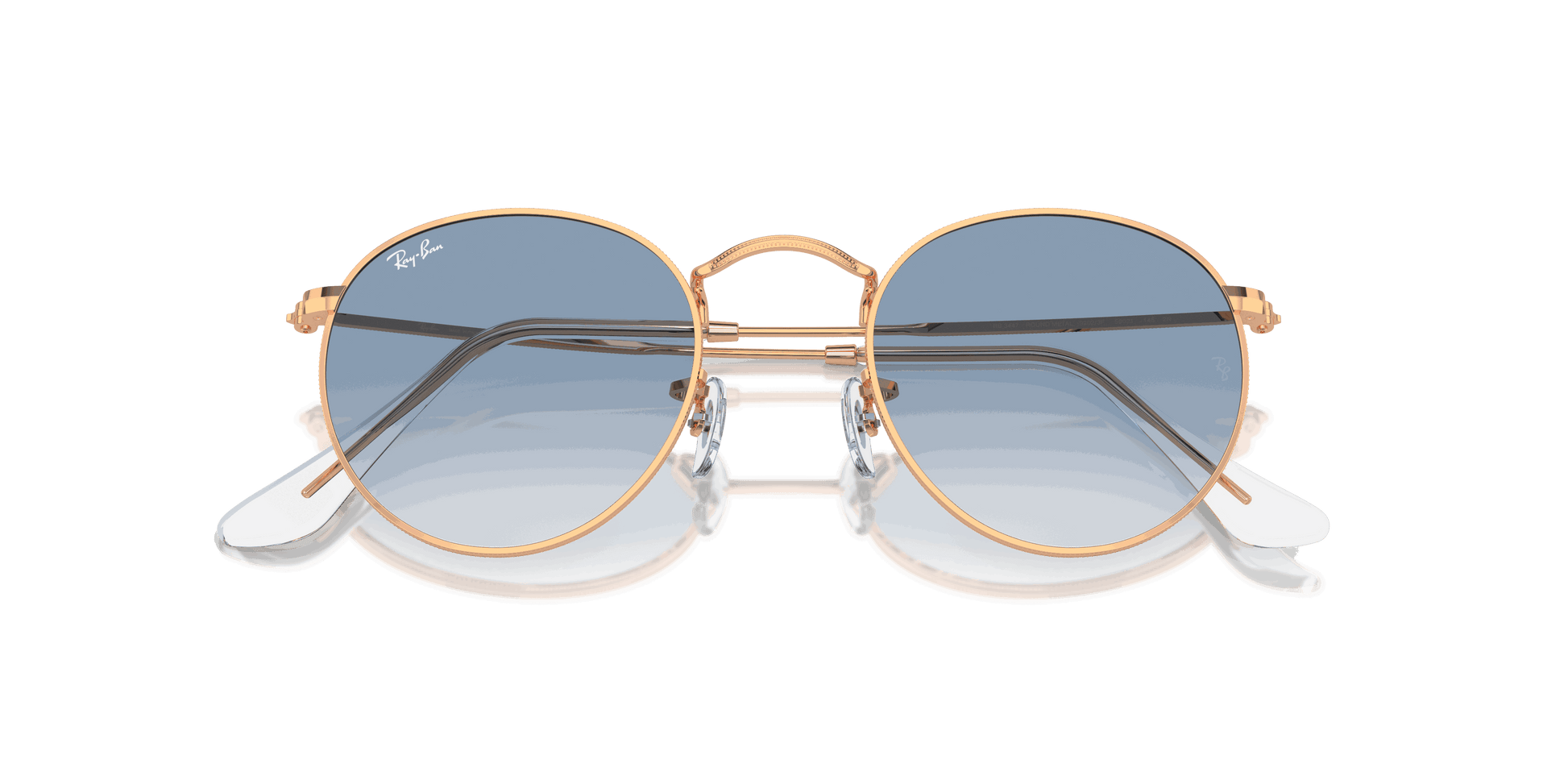 [Clear & Blue Lenses, Polished Rose Gold Frame]