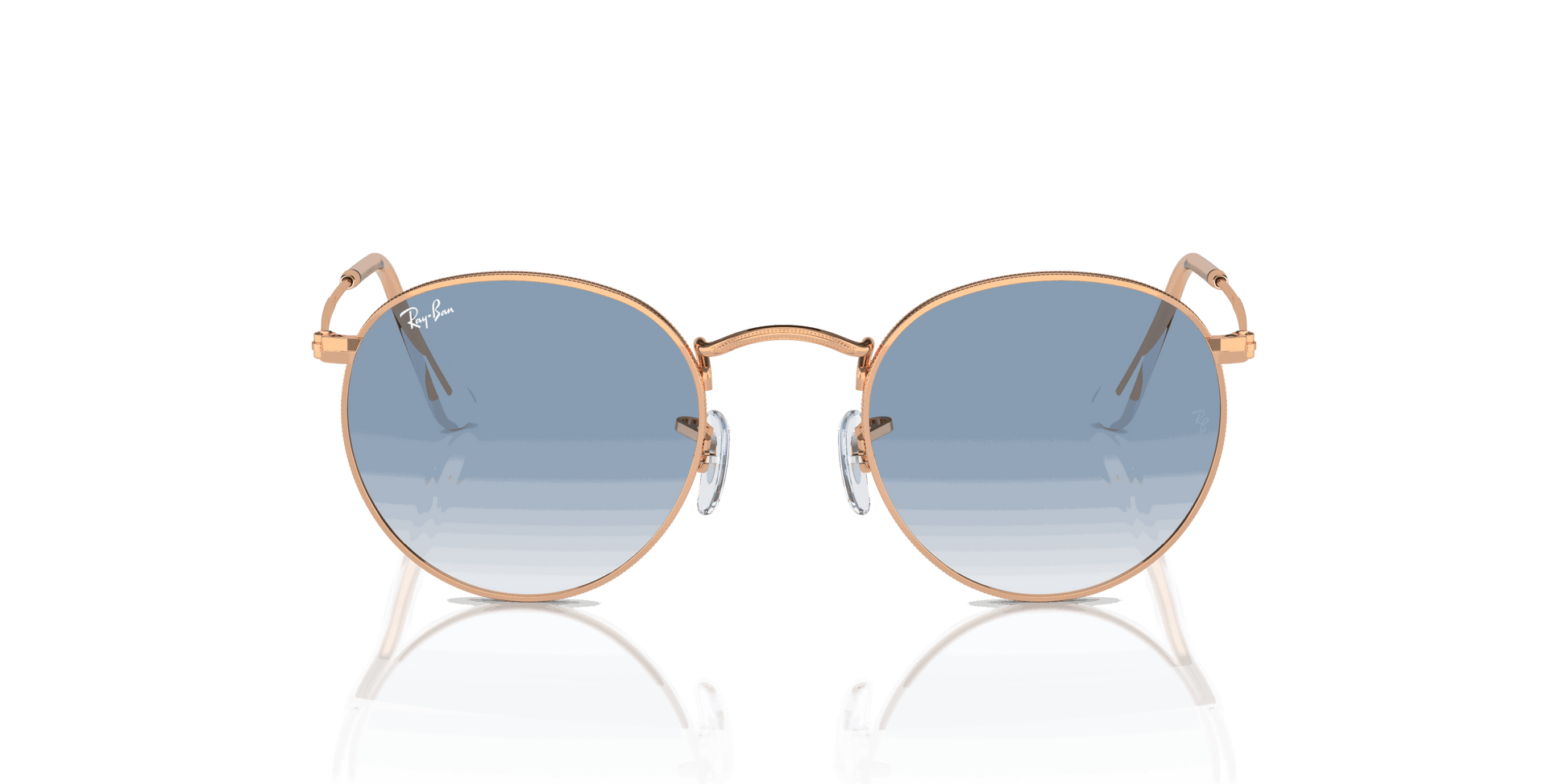 [Clear & Blue Lenses, Polished Rose Gold Frame]