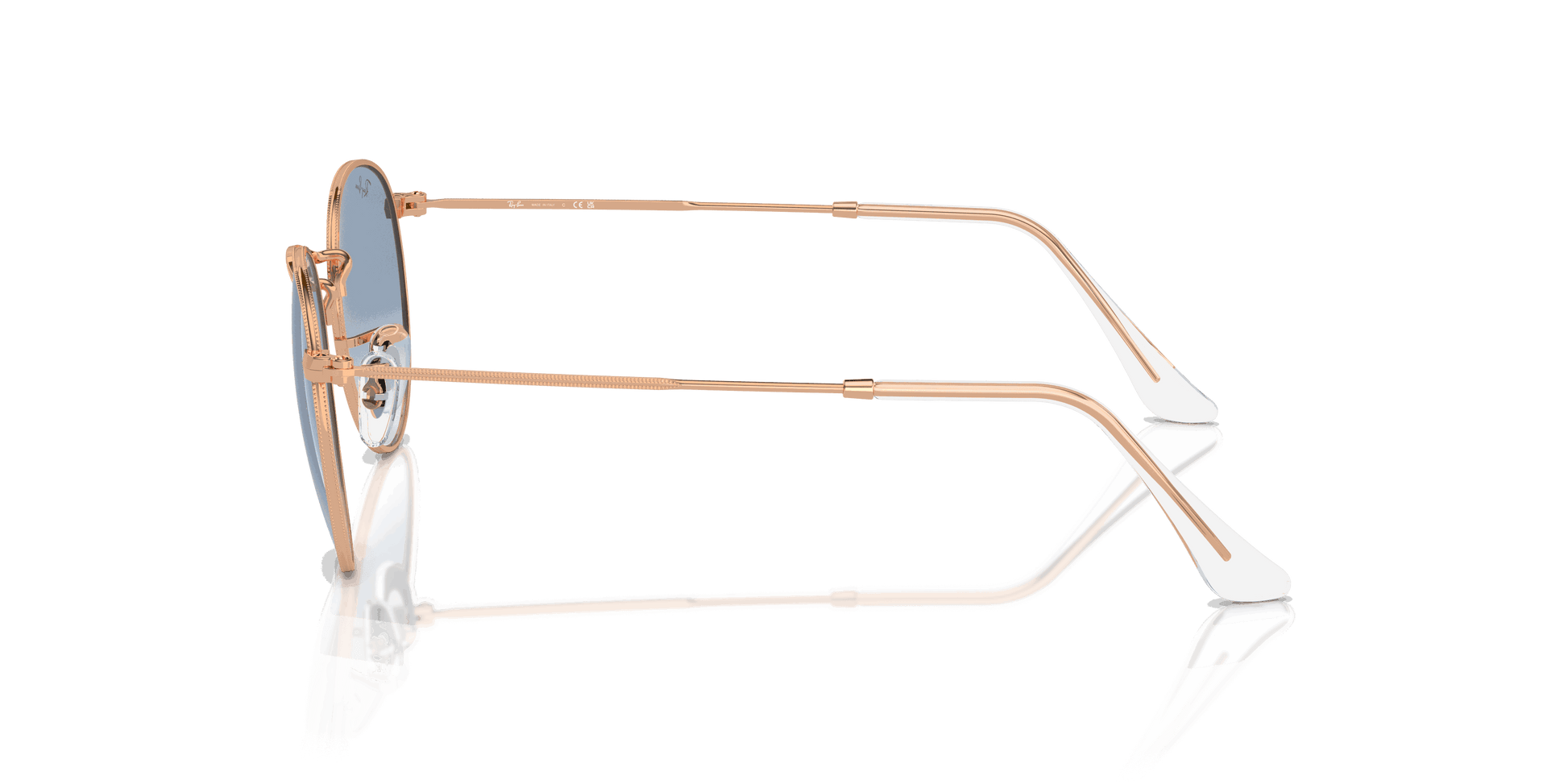 [Clear & Blue Lenses, Polished Rose Gold Frame]