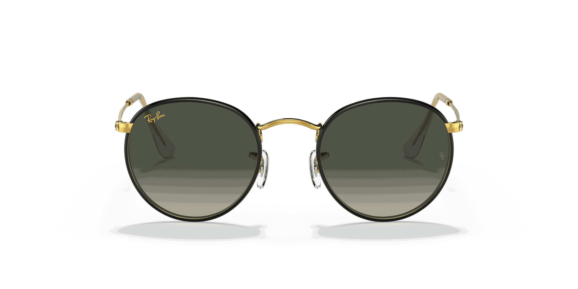 [Grey Gradient Lenses, Polished Black On Gold Frame]