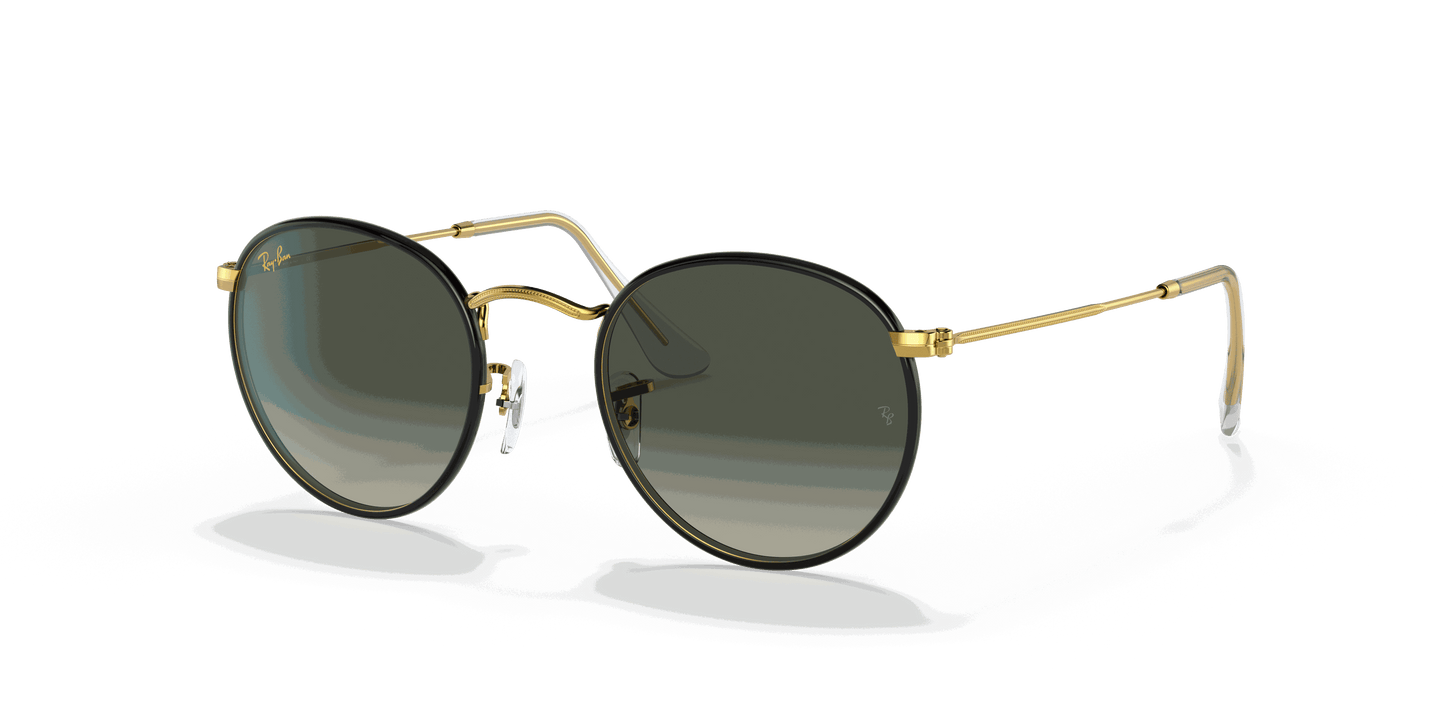 [Grey Gradient Lenses, Polished Black On Gold Frame]