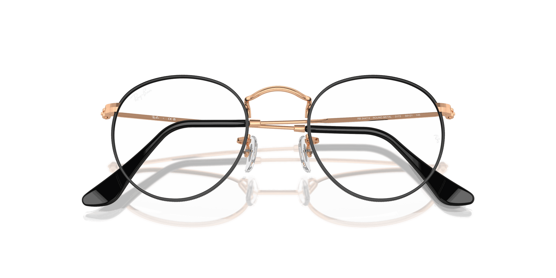 [Clear Lenses, Polished Black On Rose Gold Frame]