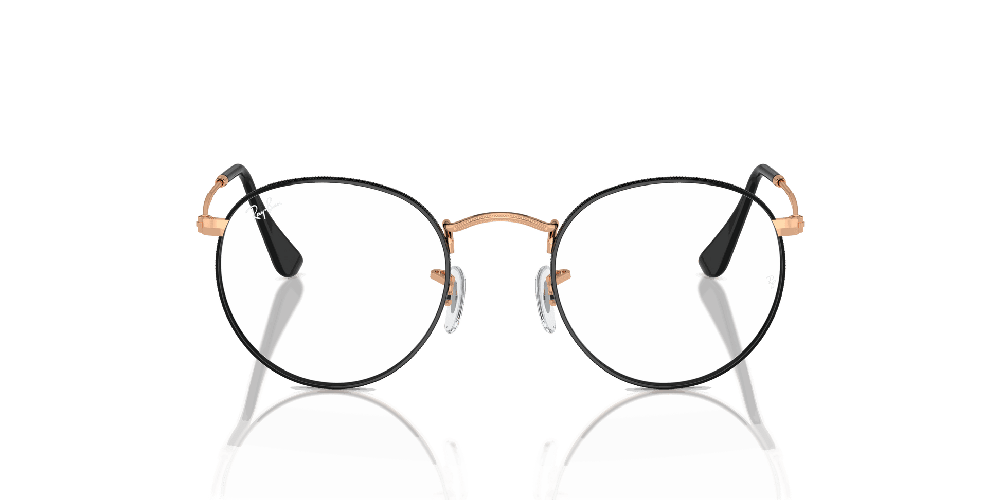 [Clear Lenses, Polished Black On Rose Gold Frame]