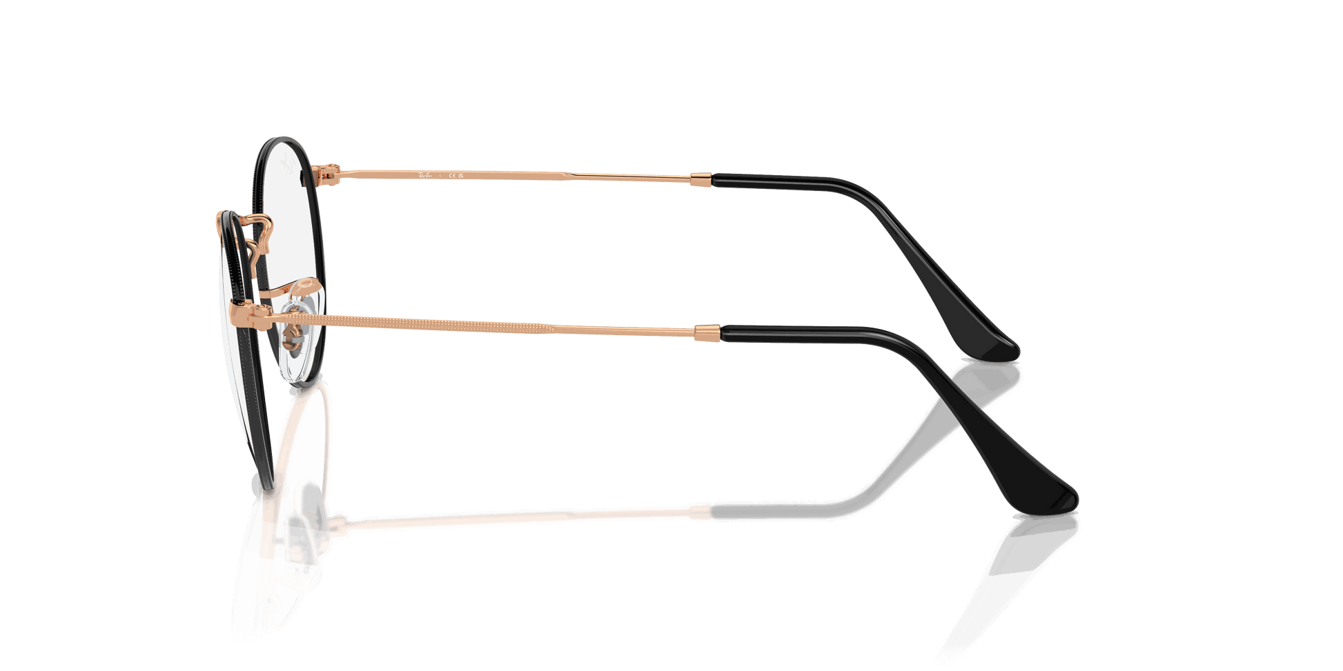 [Clear Lenses, Polished Black On Rose Gold Frame]