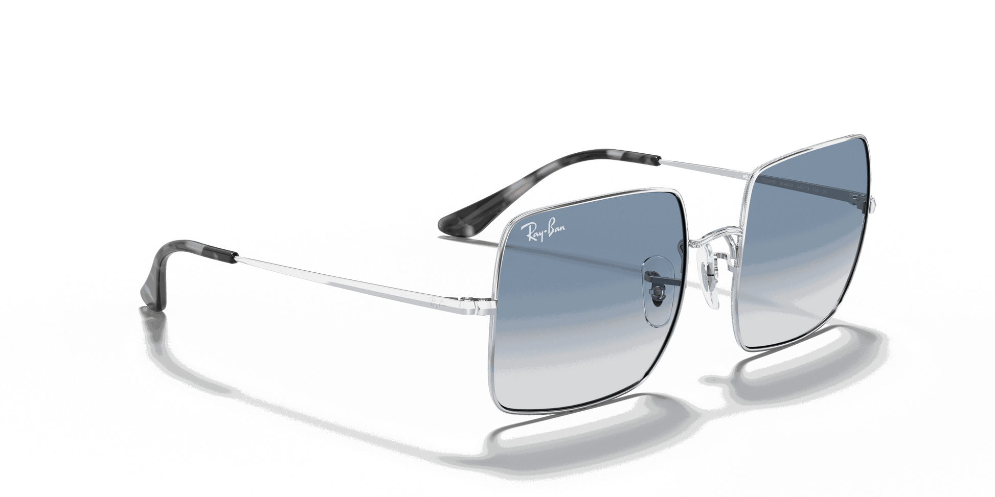[Light Blue Gradient Lenses, Polished Silver Frame]