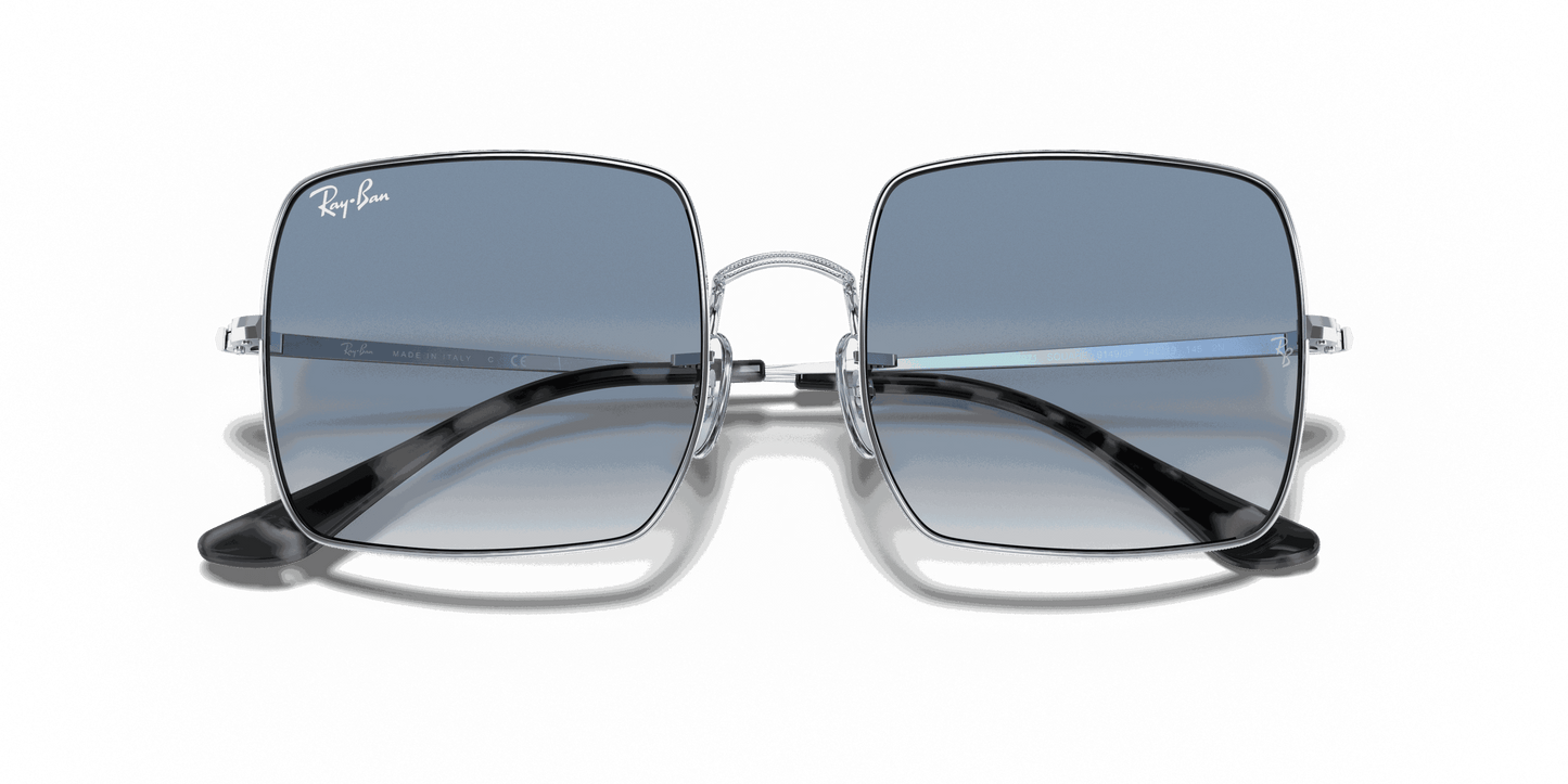 [Light Blue Gradient Lenses, Polished Silver Frame]