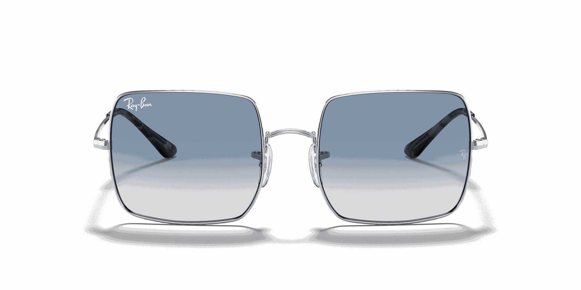 [Light Blue Gradient Lenses, Polished Silver Frame]