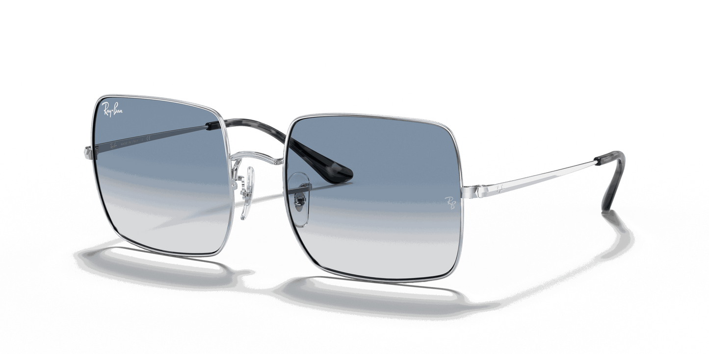 [Light Blue Gradient Lenses, Polished Silver Frame]