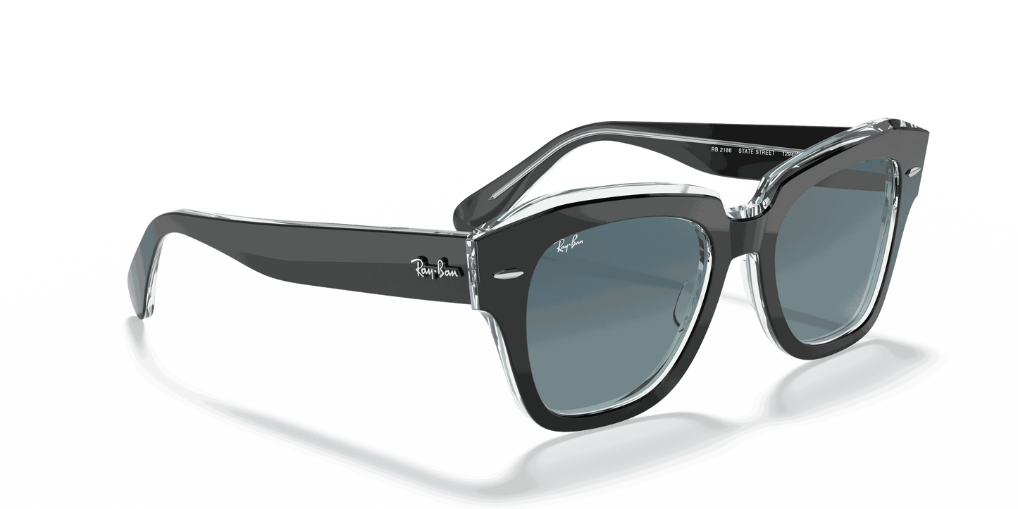 [Blue Gradient Lenses, Polished Black On Transparent Frame]