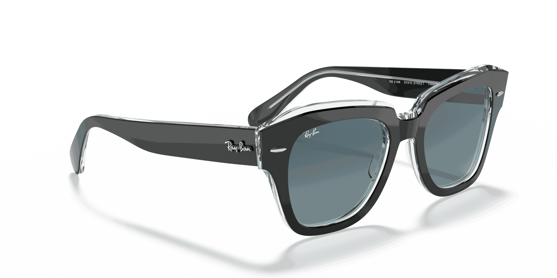 [Blue Gradient Lenses, Polished Black On Transparent Frame]