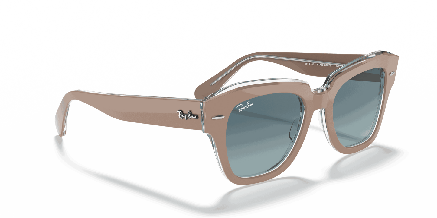 [Blue Gradient Lenses, Polished Beige On Transparent Frame]