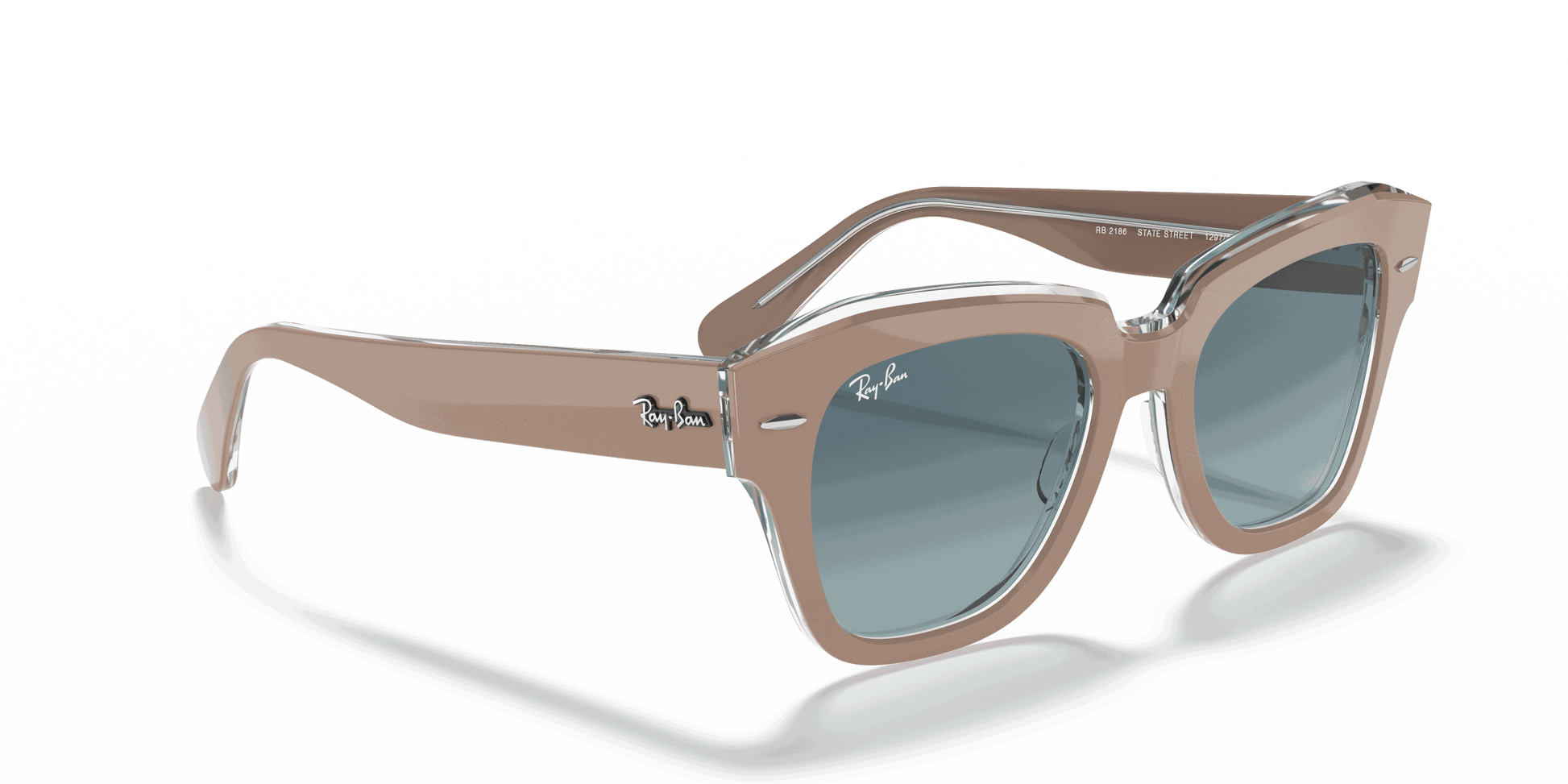 [Blue Gradient Lenses, Polished Beige On Transparent Frame]
