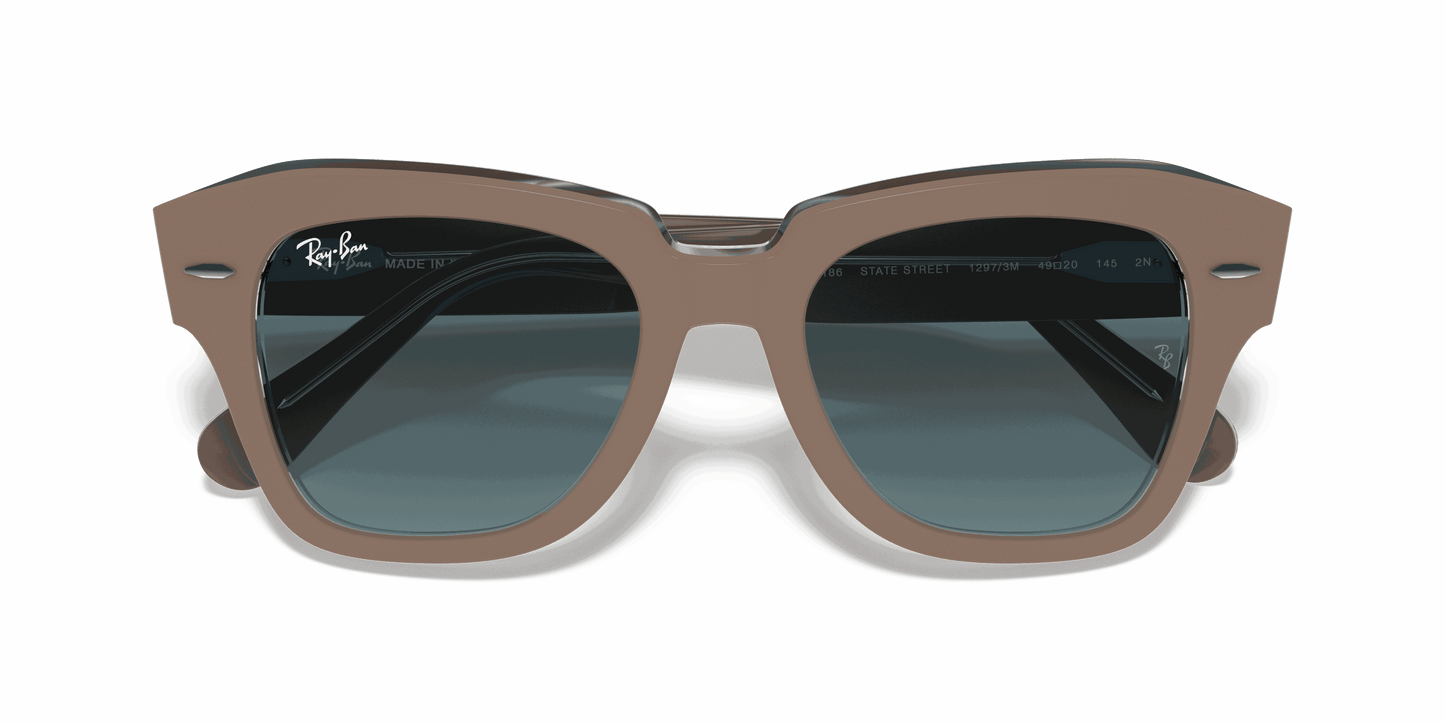 [Blue Gradient Lenses, Polished Beige On Transparent Frame]
