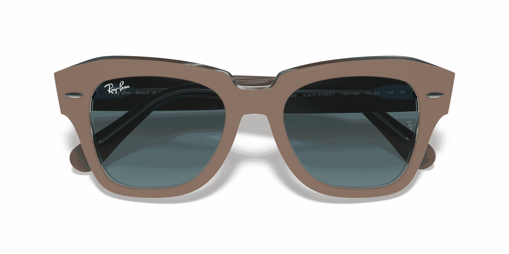 [Blue Gradient Lenses, Polished Beige On Transparent Frame]