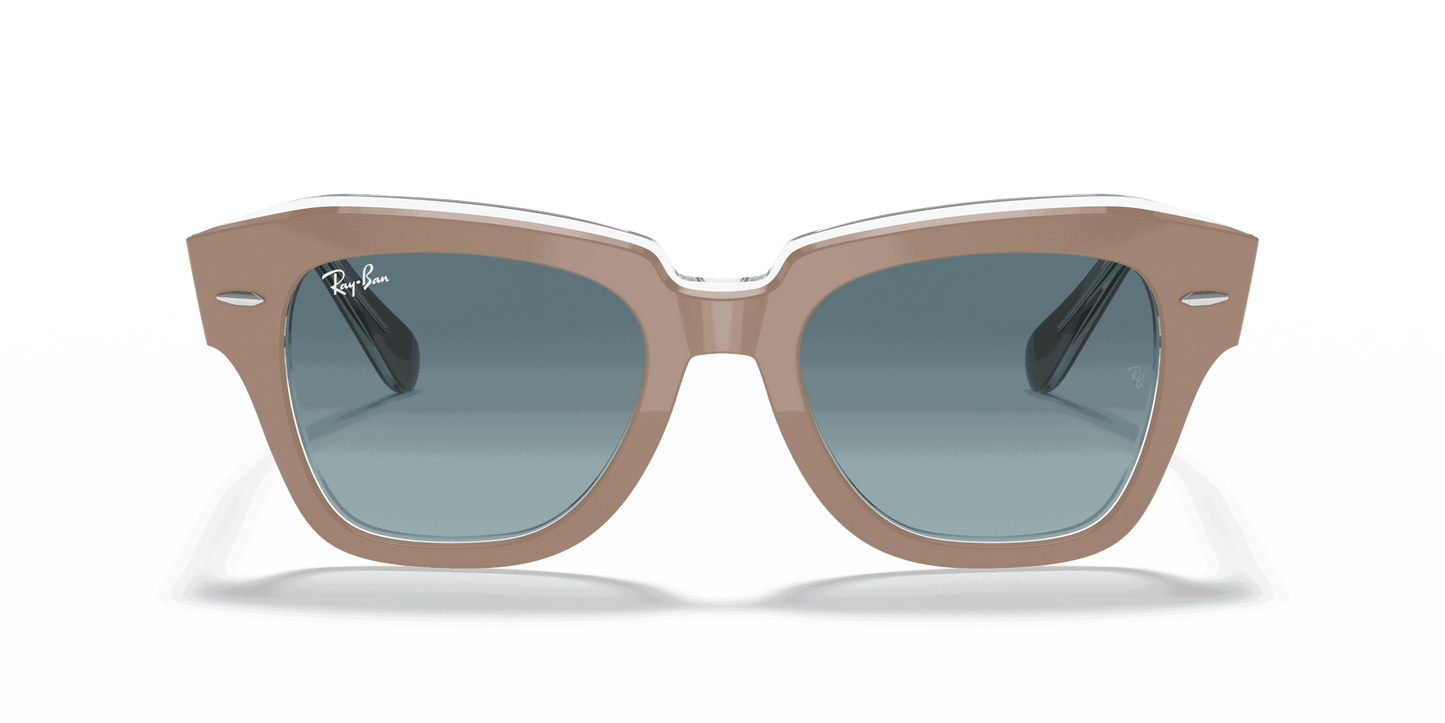 [Blue Gradient Lenses, Polished Beige On Transparent Frame]