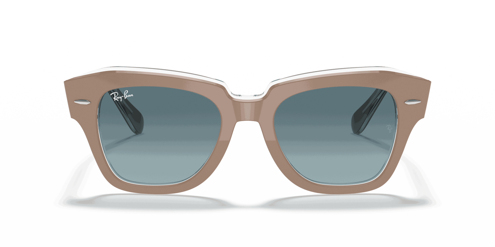 [Blue Gradient Lenses, Polished Beige On Transparent Frame]