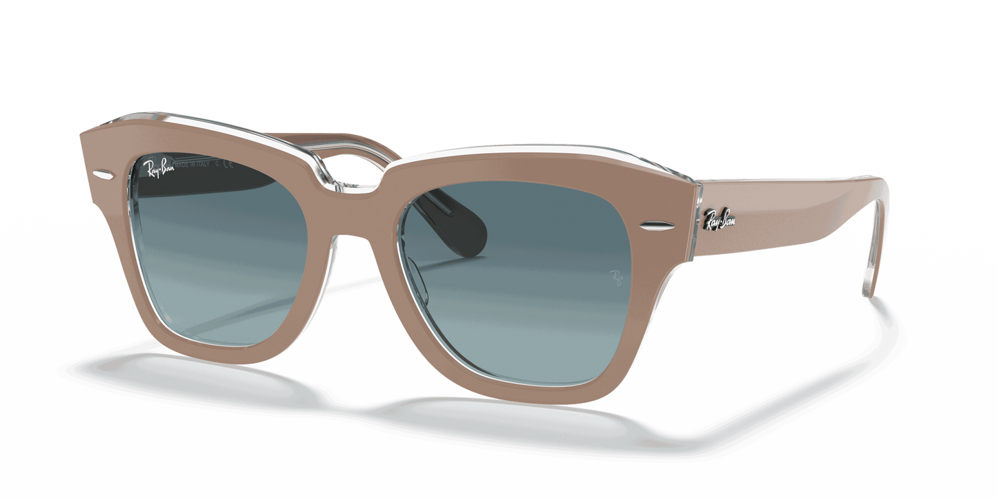 [Blue Gradient Lenses, Polished Beige On Transparent Frame]