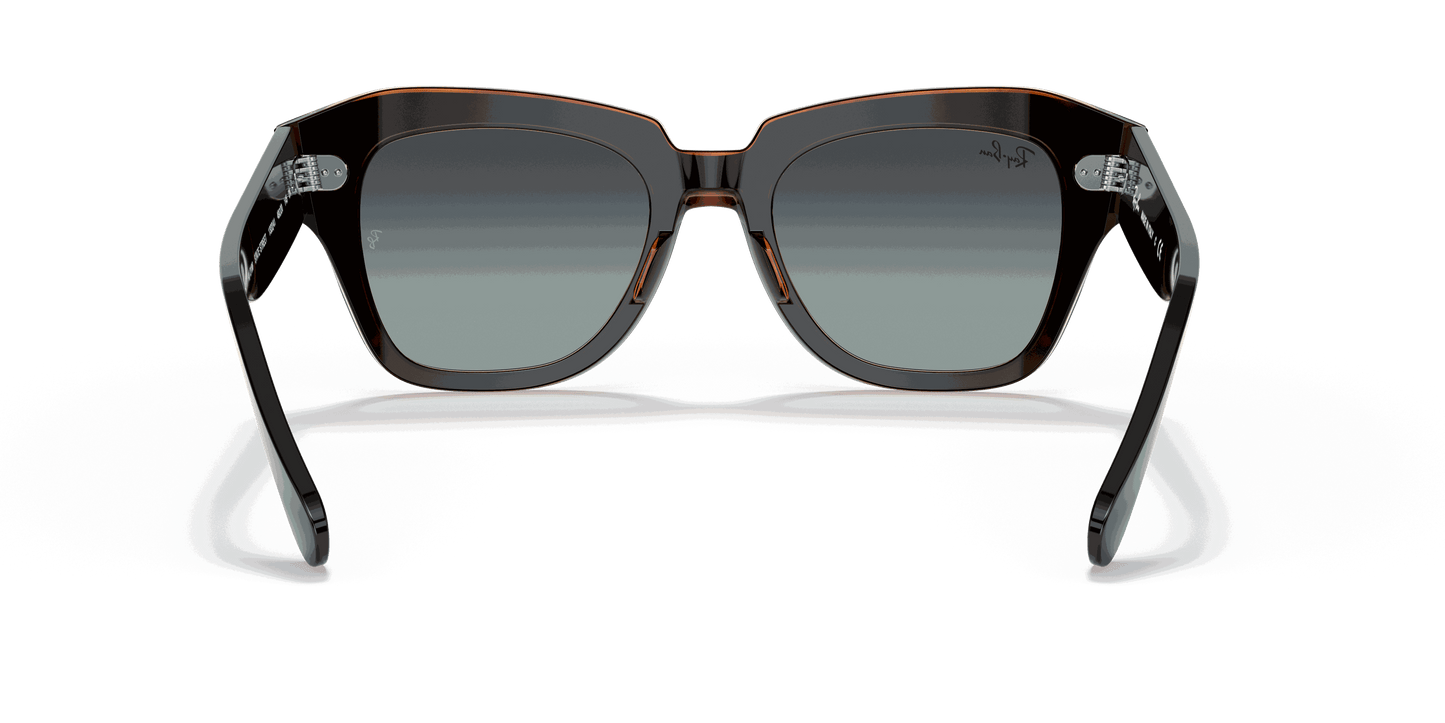 [Grey/Blue Gradient Lenses, Polished Black On Brown Frame]