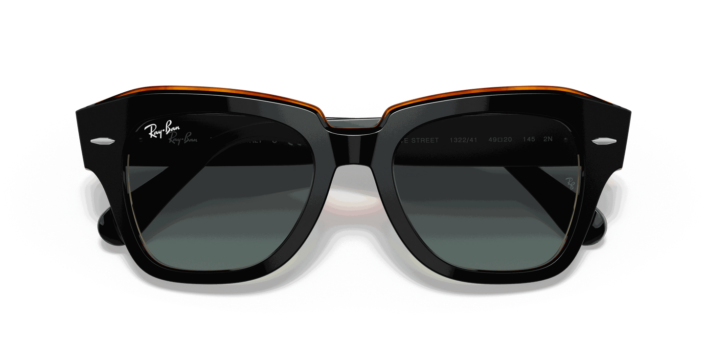 [Grey/Blue Gradient Lenses, Polished Black On Brown Frame]