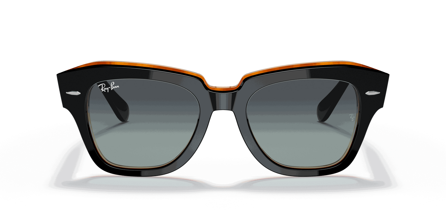 [Grey/Blue Gradient Lenses, Polished Black On Brown Frame]