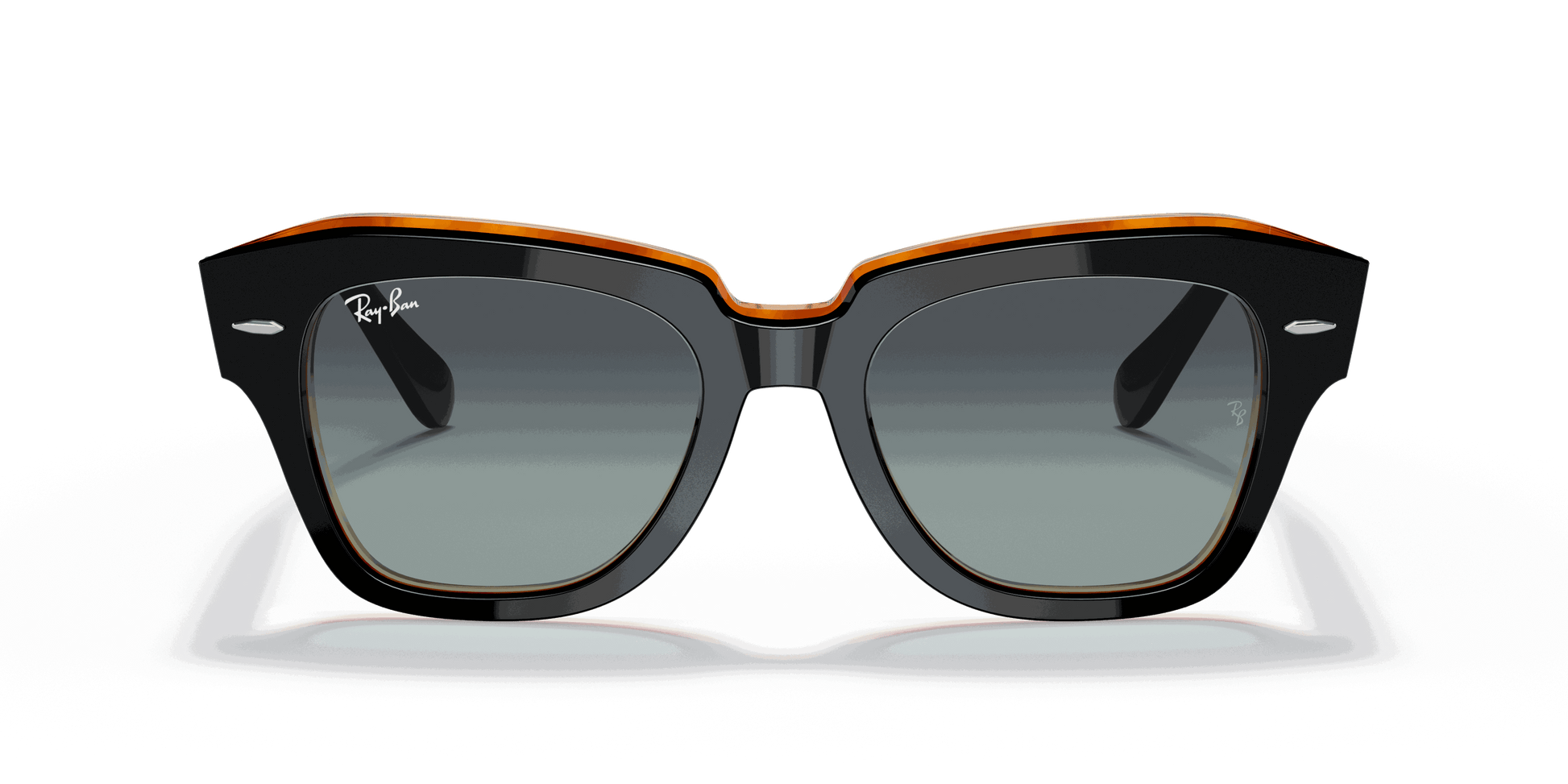 [Grey/Blue Gradient Lenses, Polished Black On Brown Frame]