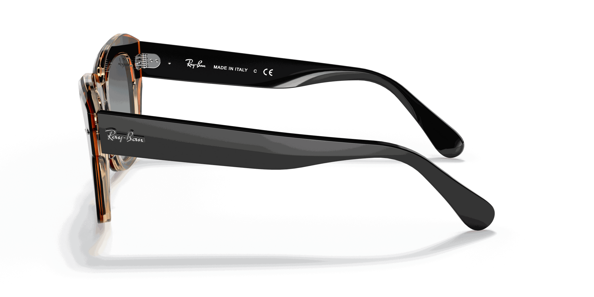 [Grey/Blue Gradient Lenses, Polished Black On Brown Frame]